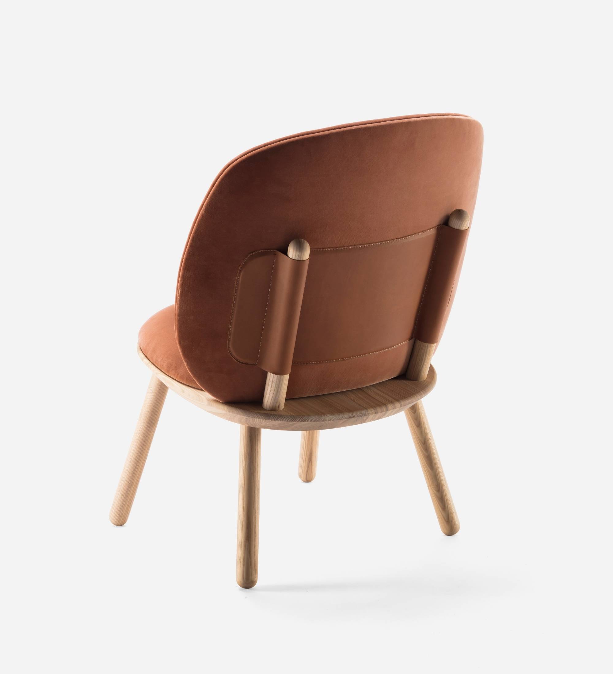 Loungestuhl Eschenholz Velour Terracotta