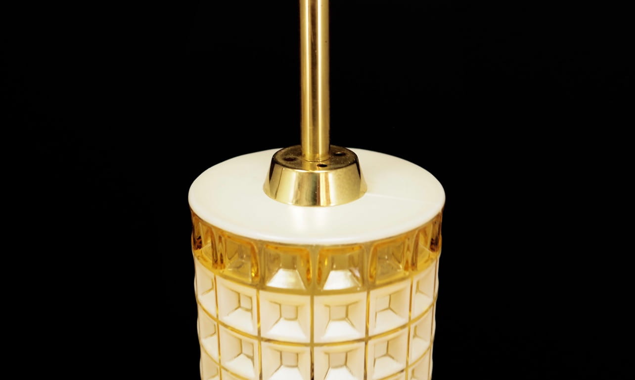 Vintage Chandelier Glass Gold White 1970s