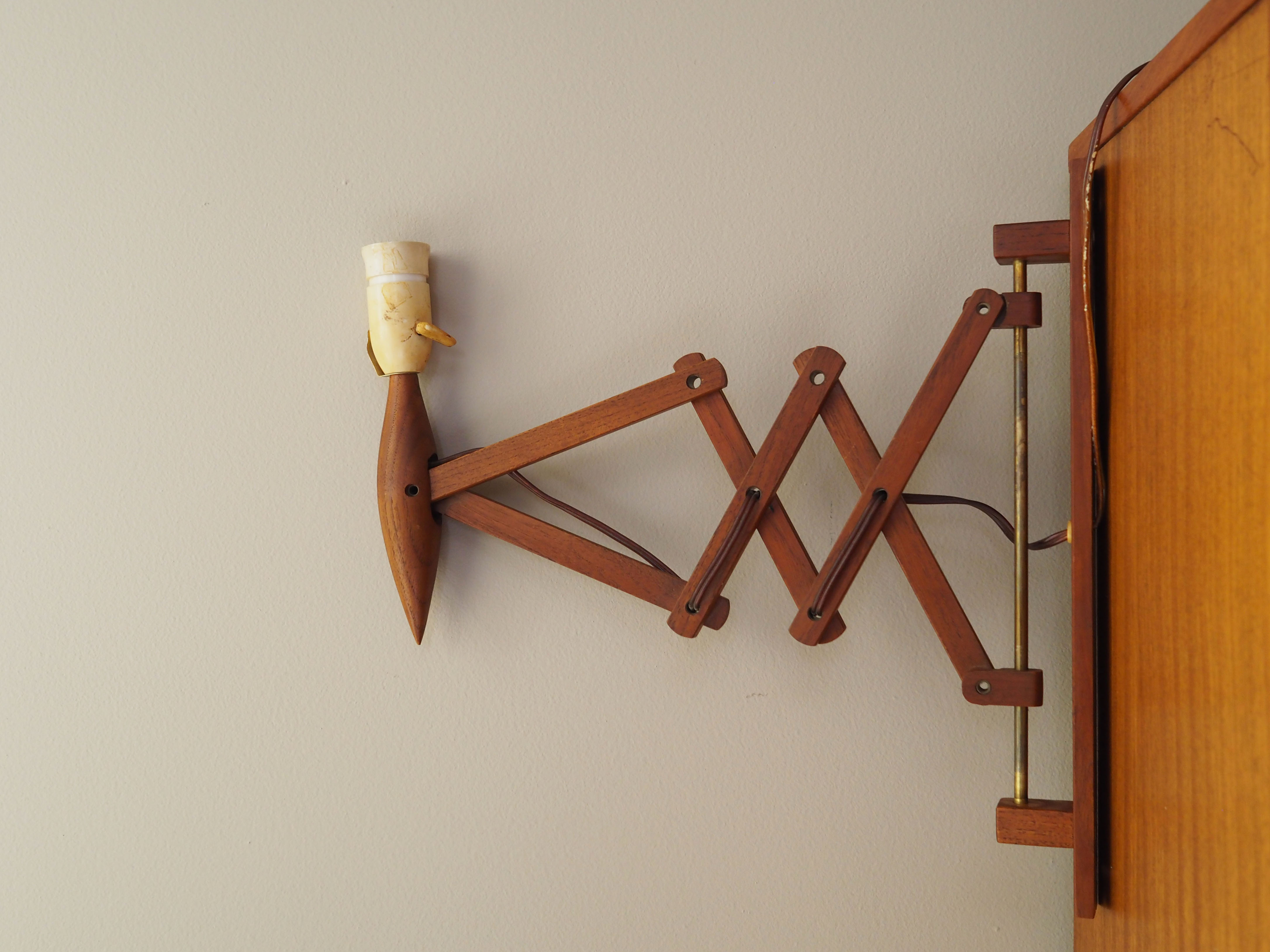 Scissor Wandleuchte Teakholz 1970er Jahre