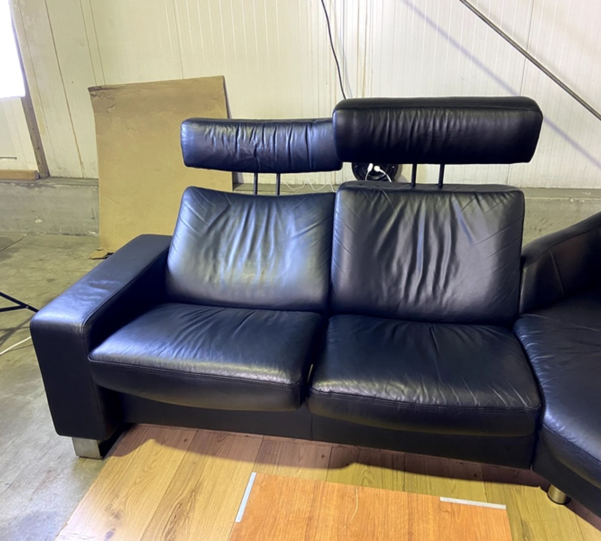 Arion Leather Sofa Black