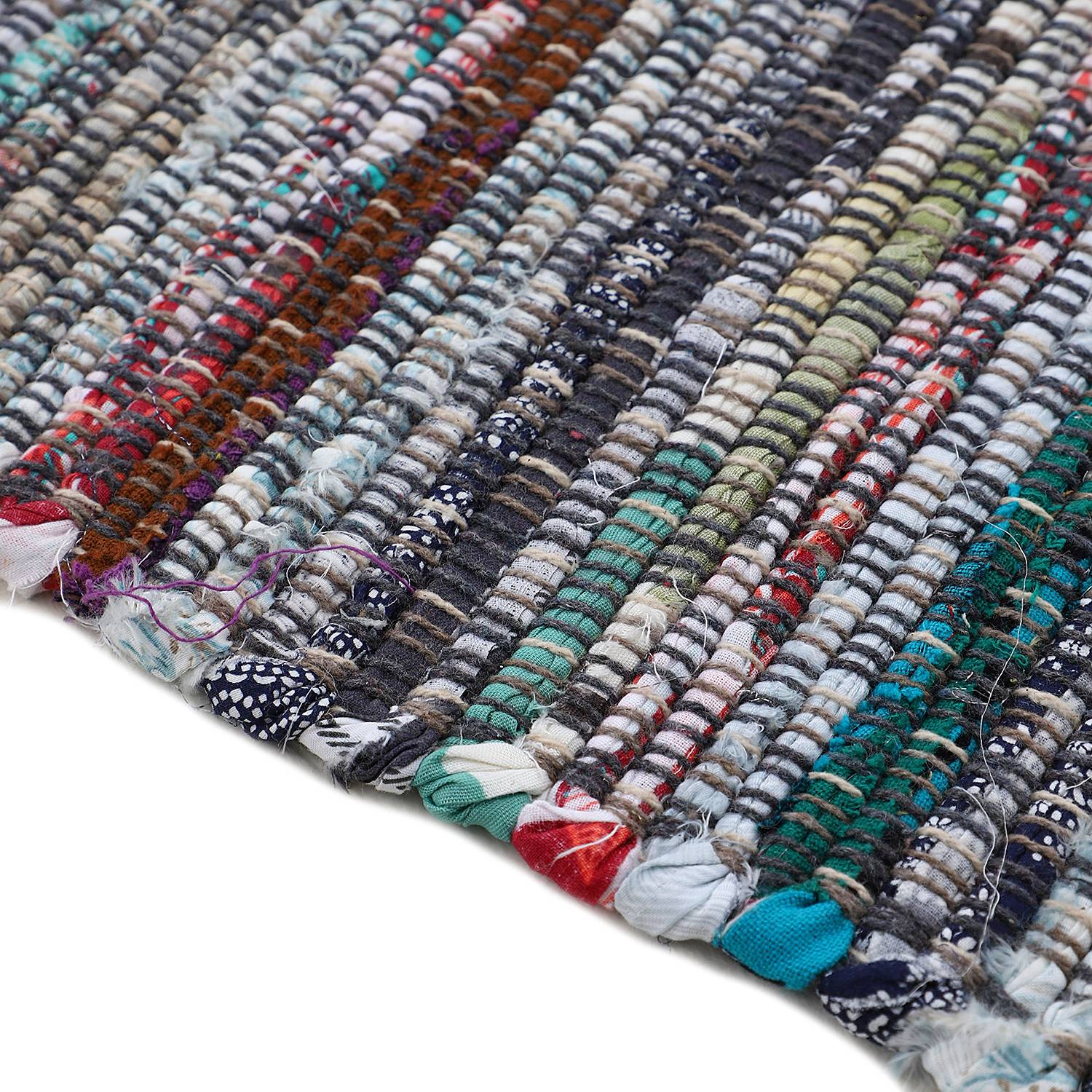 Kilim Chindi Läufer Baumwolle Polyester Grau 75 x 240 cm