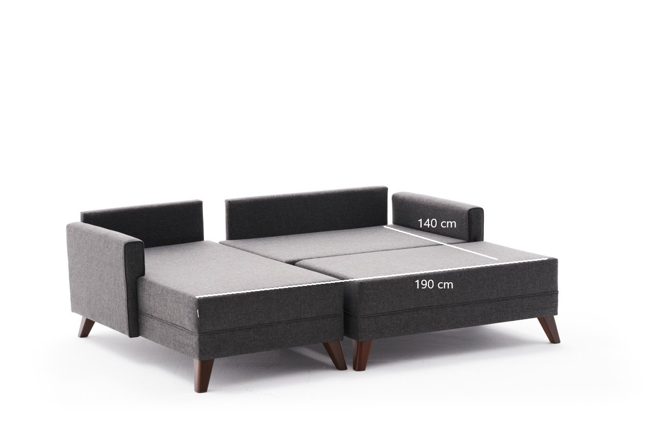 Bella Sofa Récamiere Links mit Hocker Anthrazit