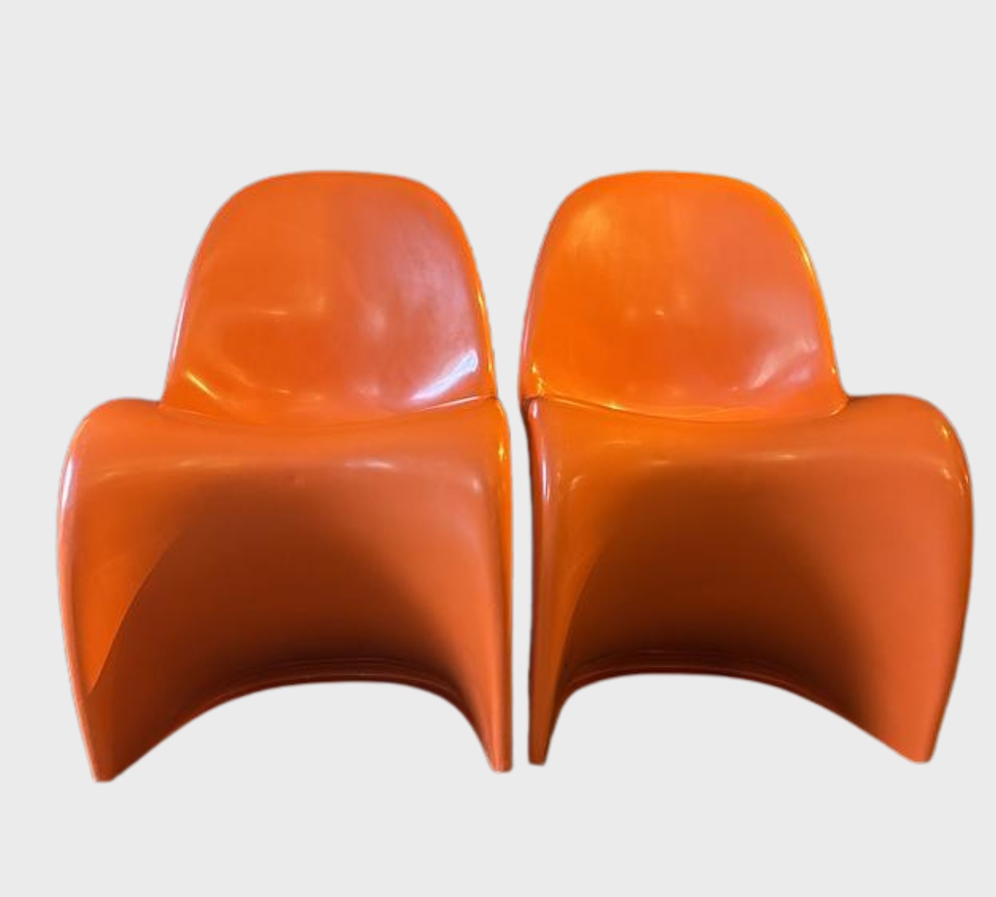 2x Vintage Panton Chair Orange 1970er Jahre