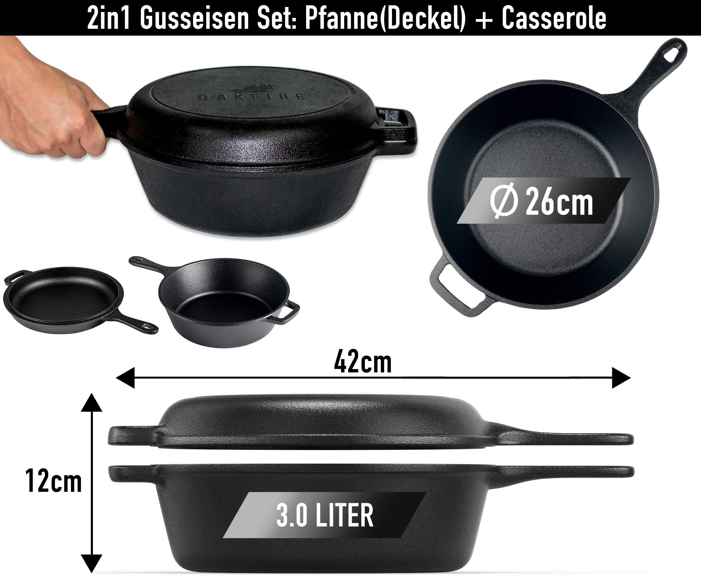 Topf 2in1 mit Pfanne Gusseisen Ø26cm