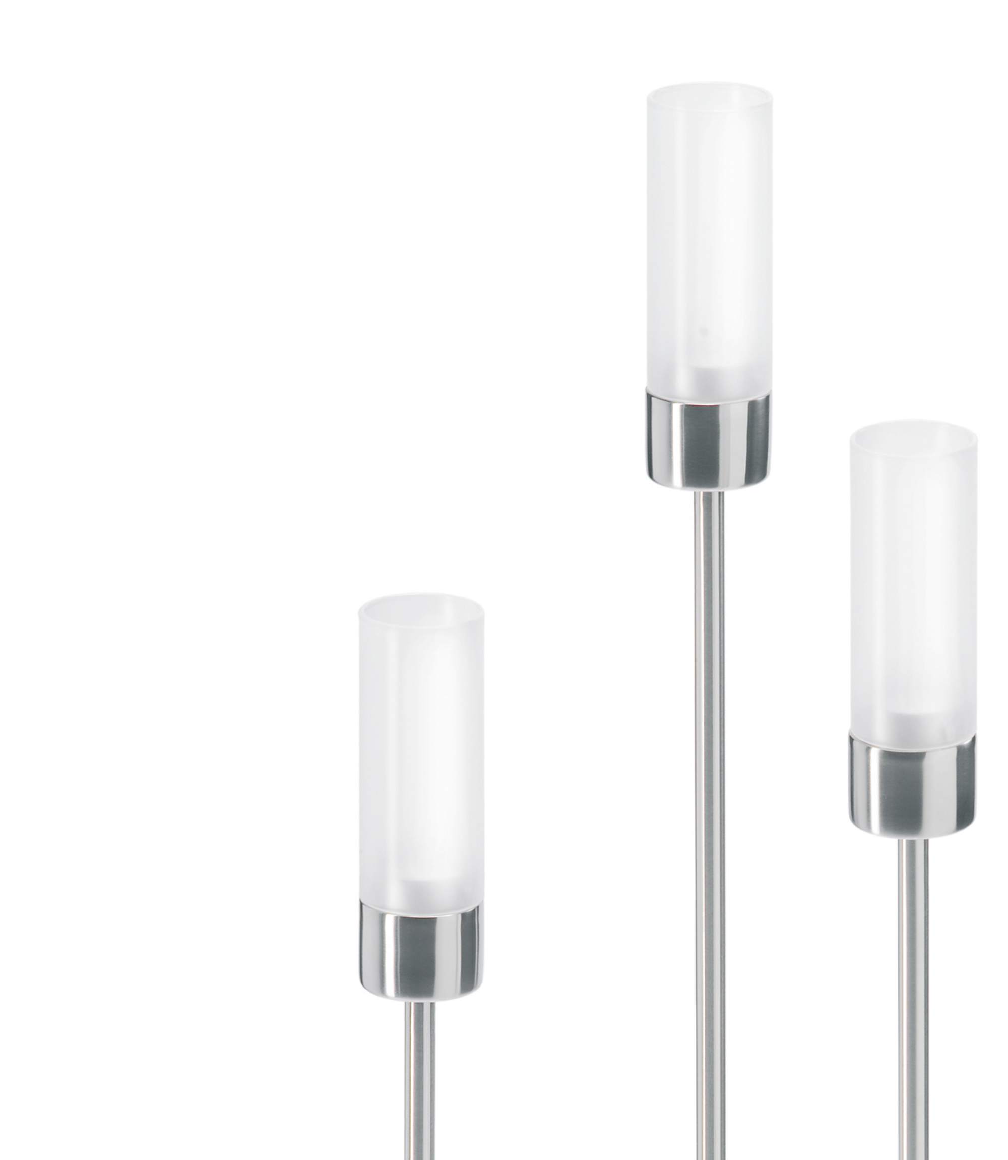 3x Windlicht Faro Edelstahl Matt Glas satiniert