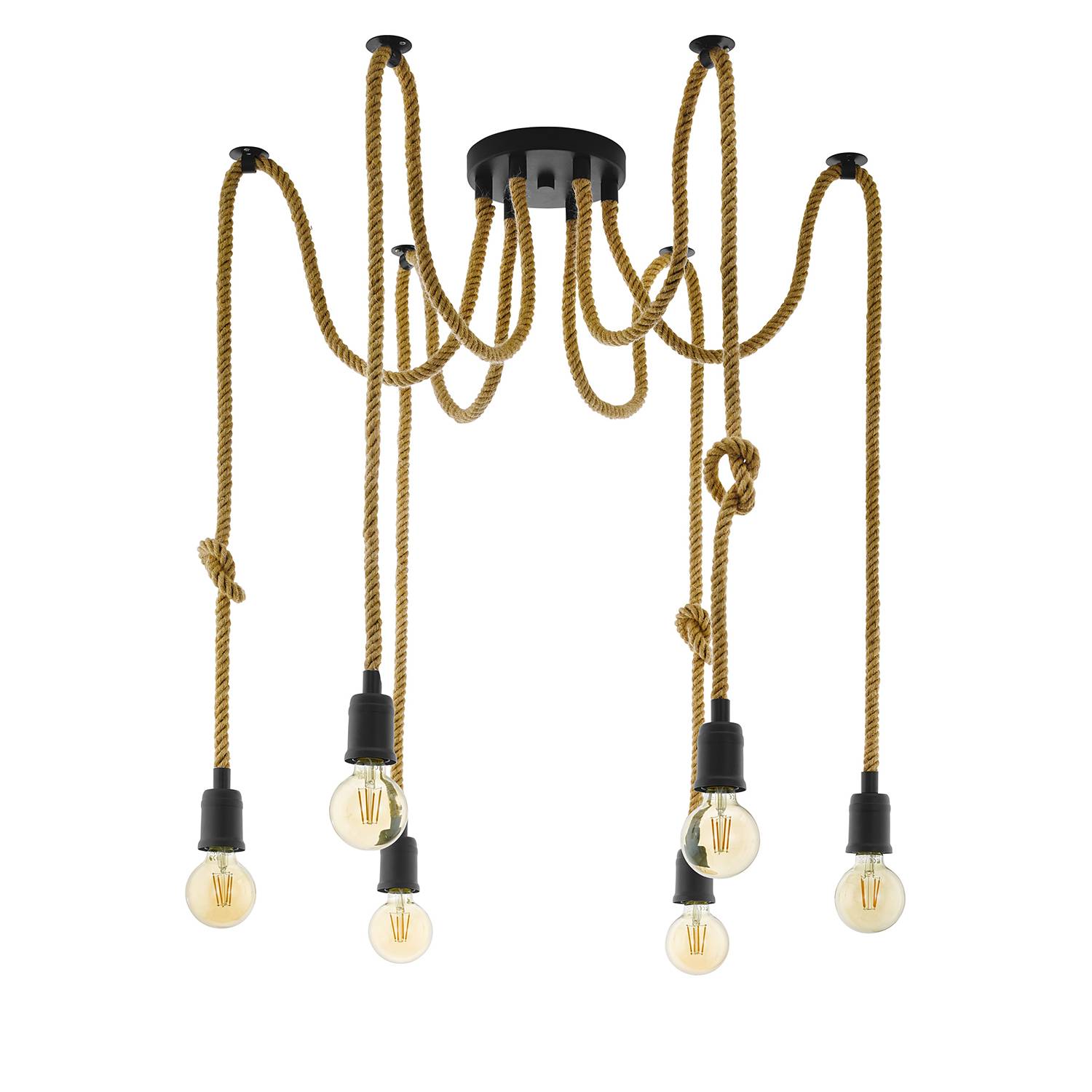 6-Flammig Pendelleuchte Rampside II Stahl Rope