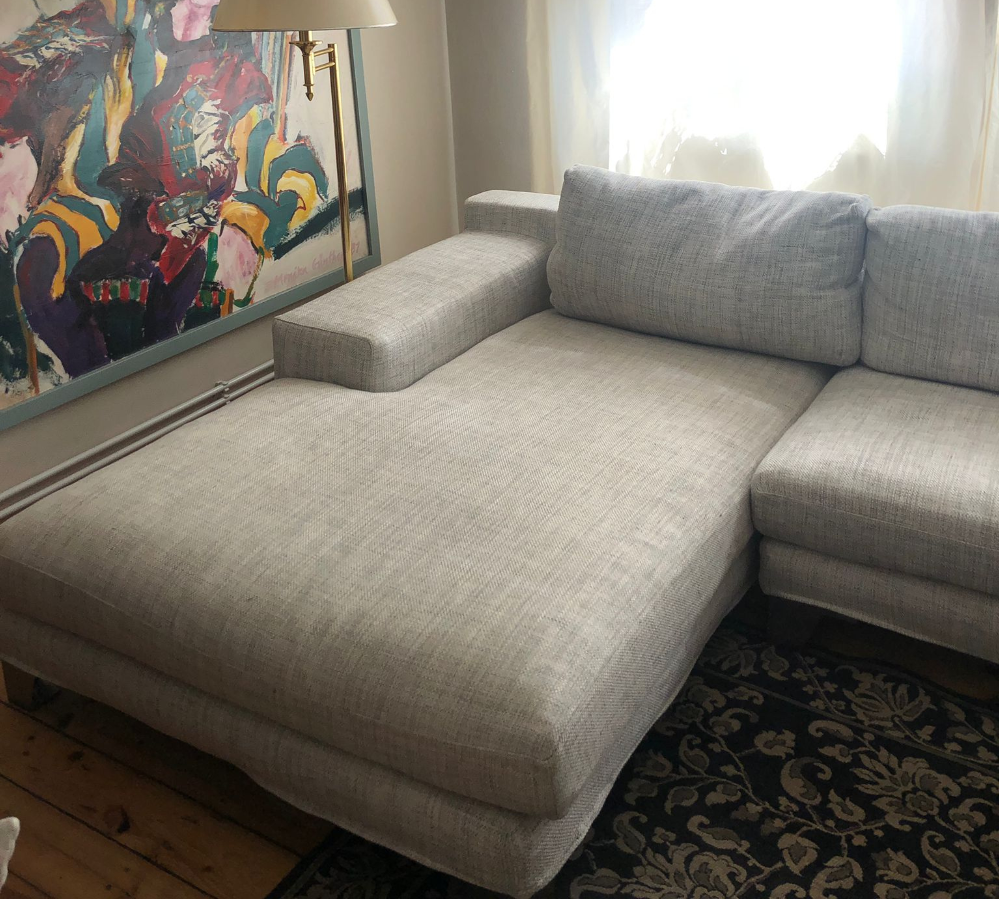 Sofa Récamiere Links Textil Stahl Grau