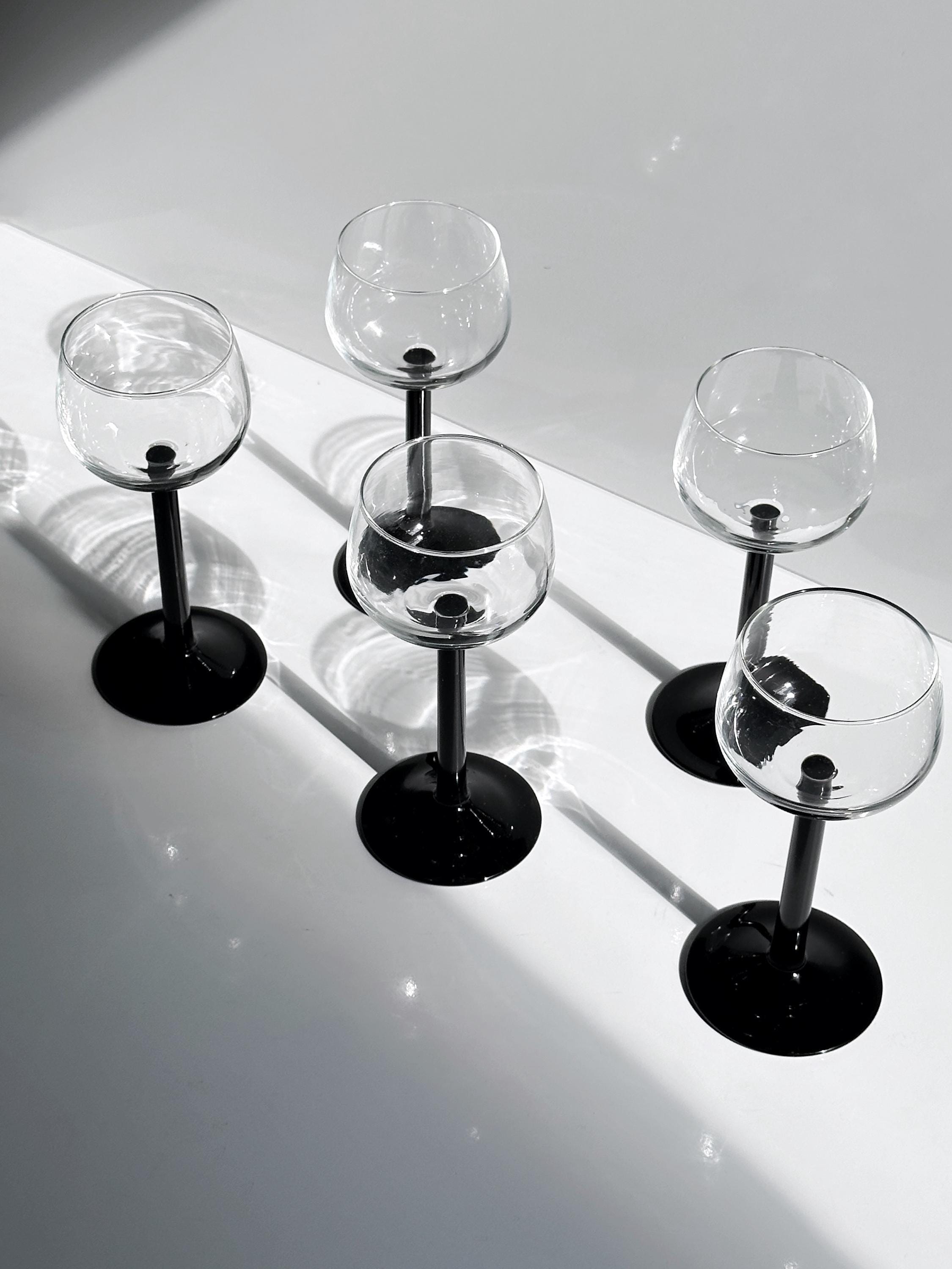 5x Vintage bicchiere da vino nero anni '80