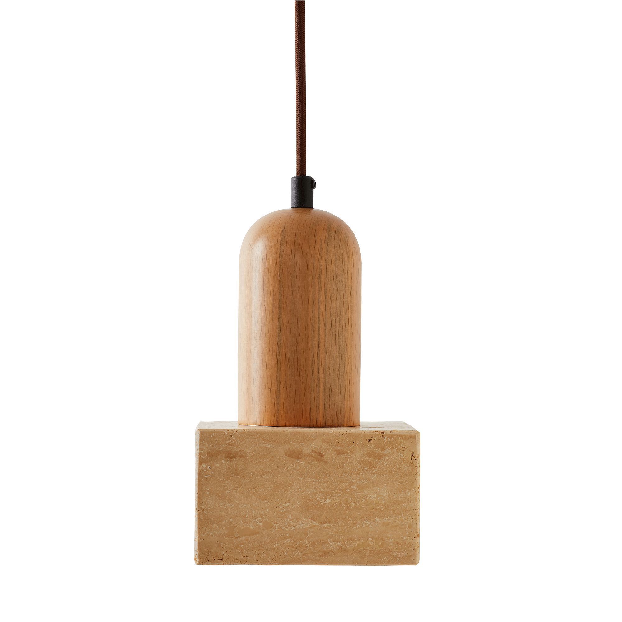 Suala Lampada a sospensione Legno di quercia Travertino Naturale