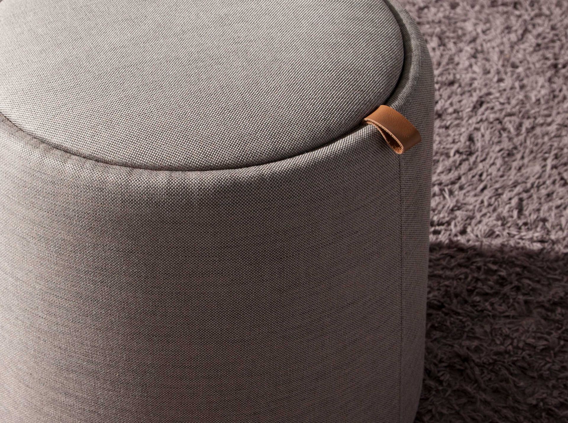 Pouf mit integriertem Stauraum Grau Ø 44cm
