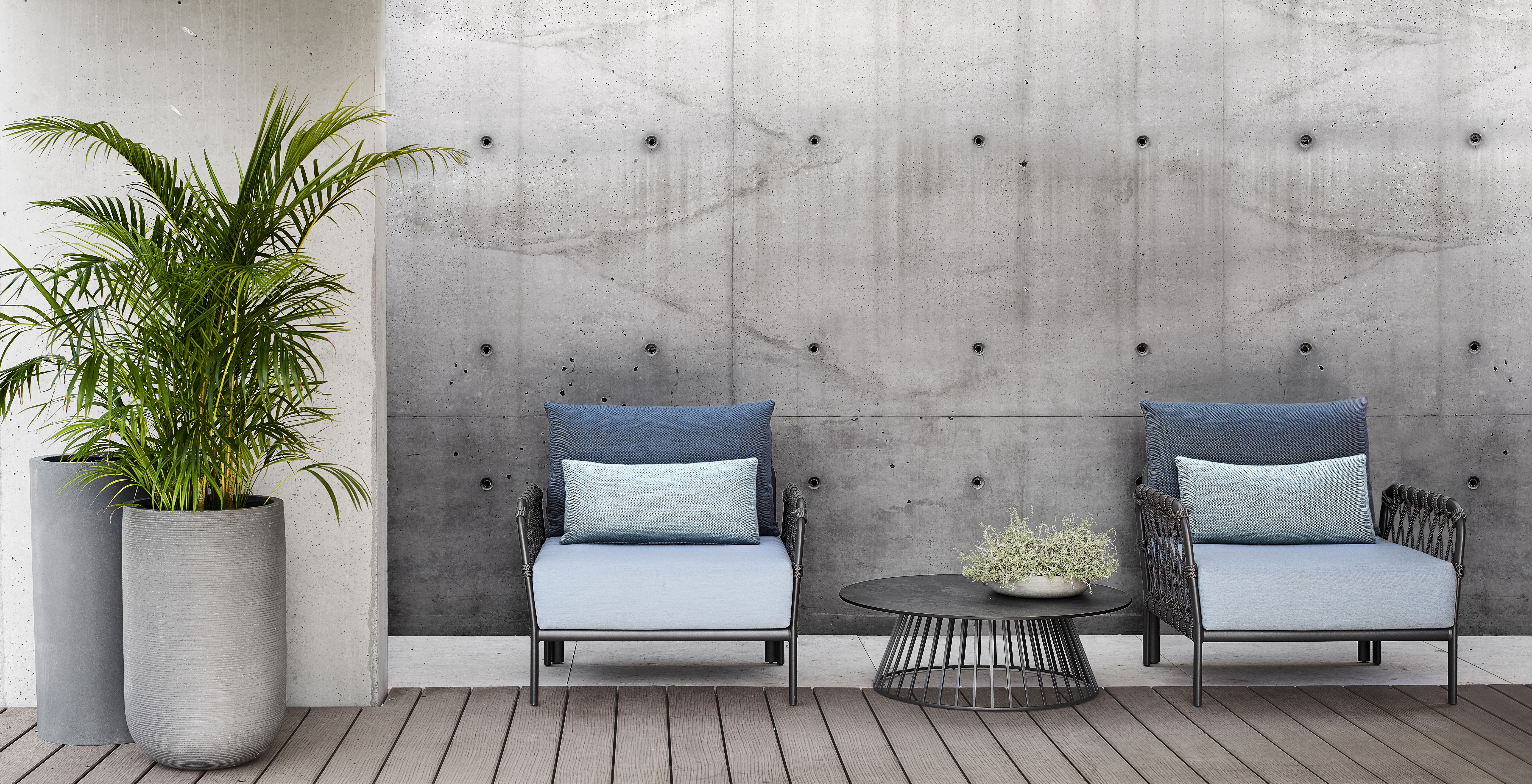2x Caro Garten Loungesessel Blau