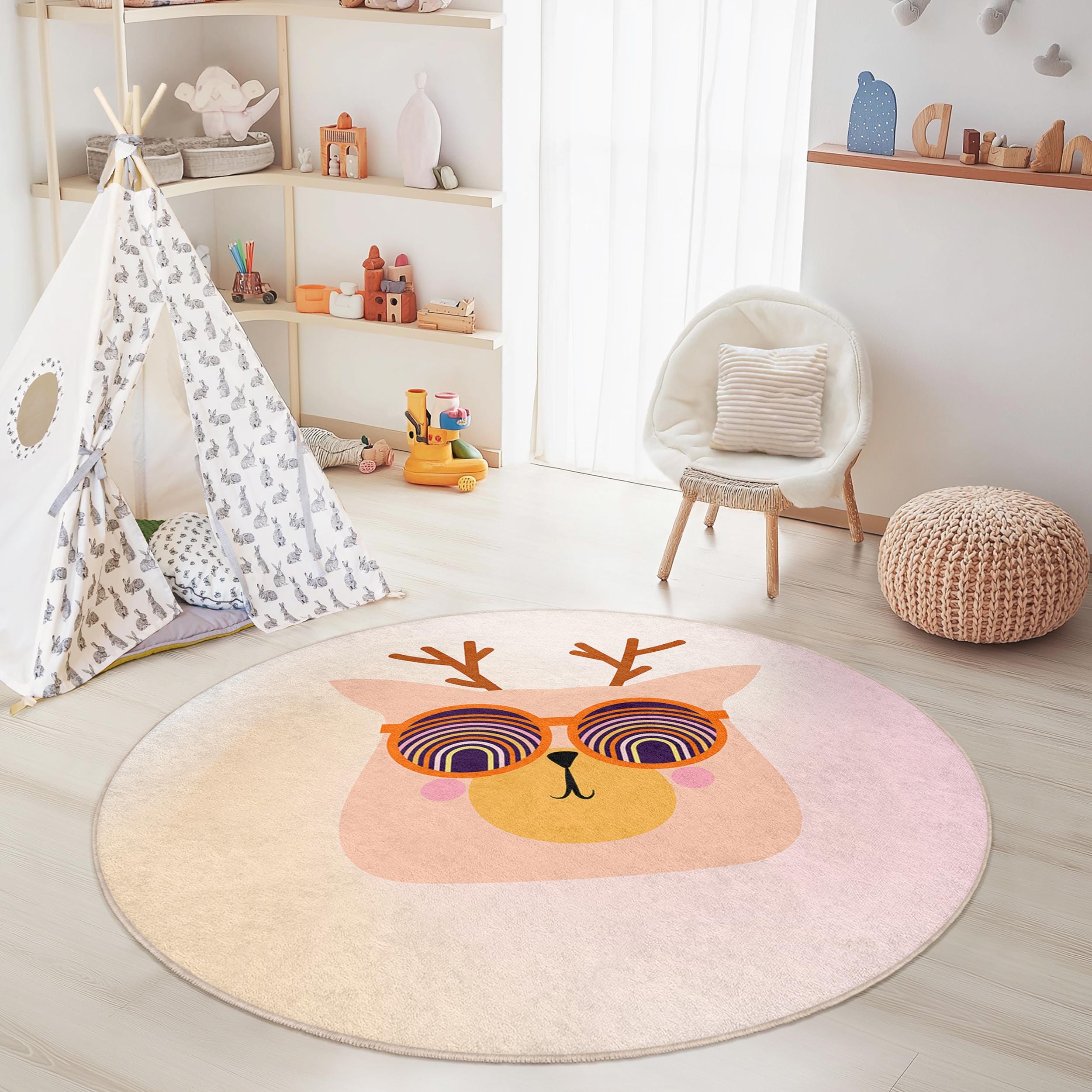 Cartoon design children's rug Multicolor Ø120 cm