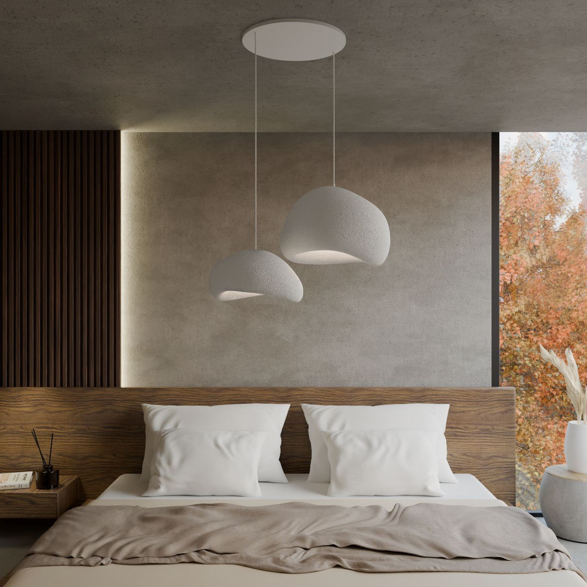 2-Flammig Wabi Sabi Rawbends Pendelleuchte Weiß