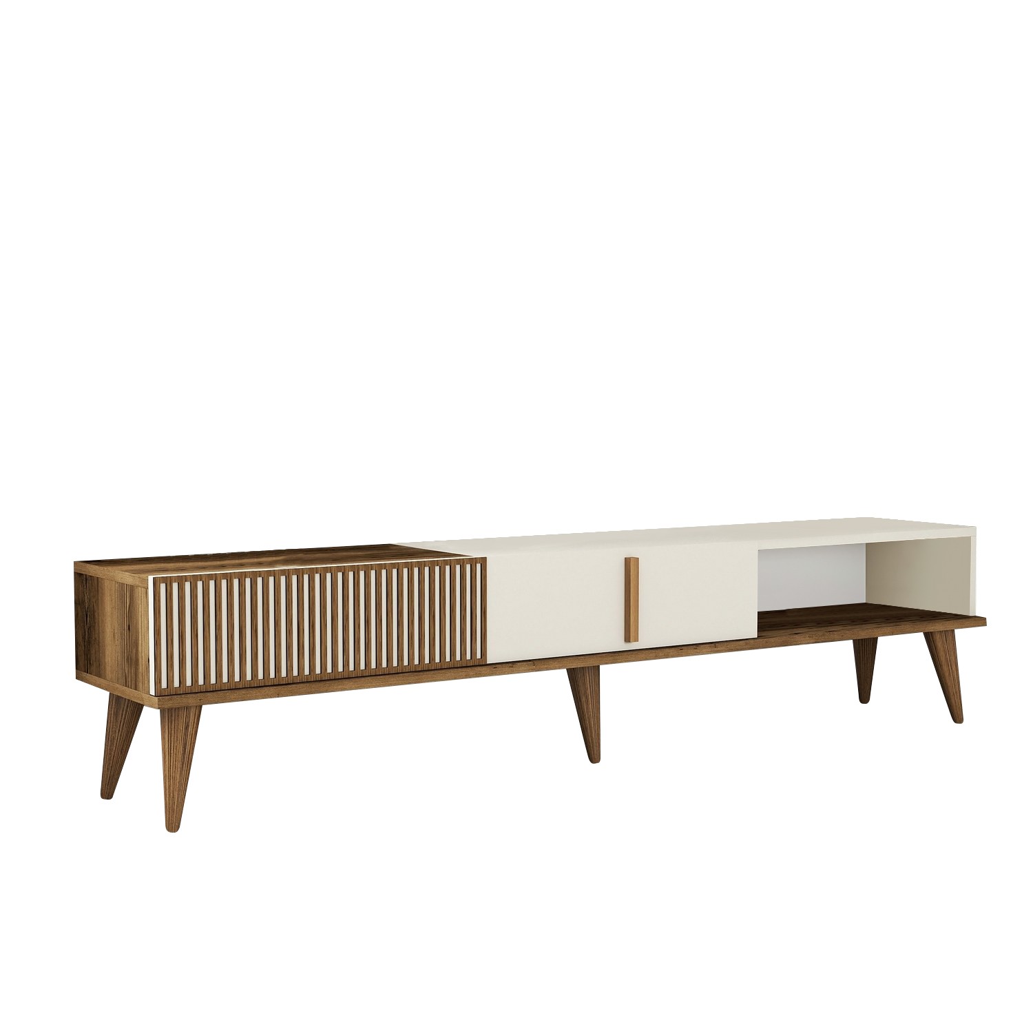 Milan TV stand walnut brown cream