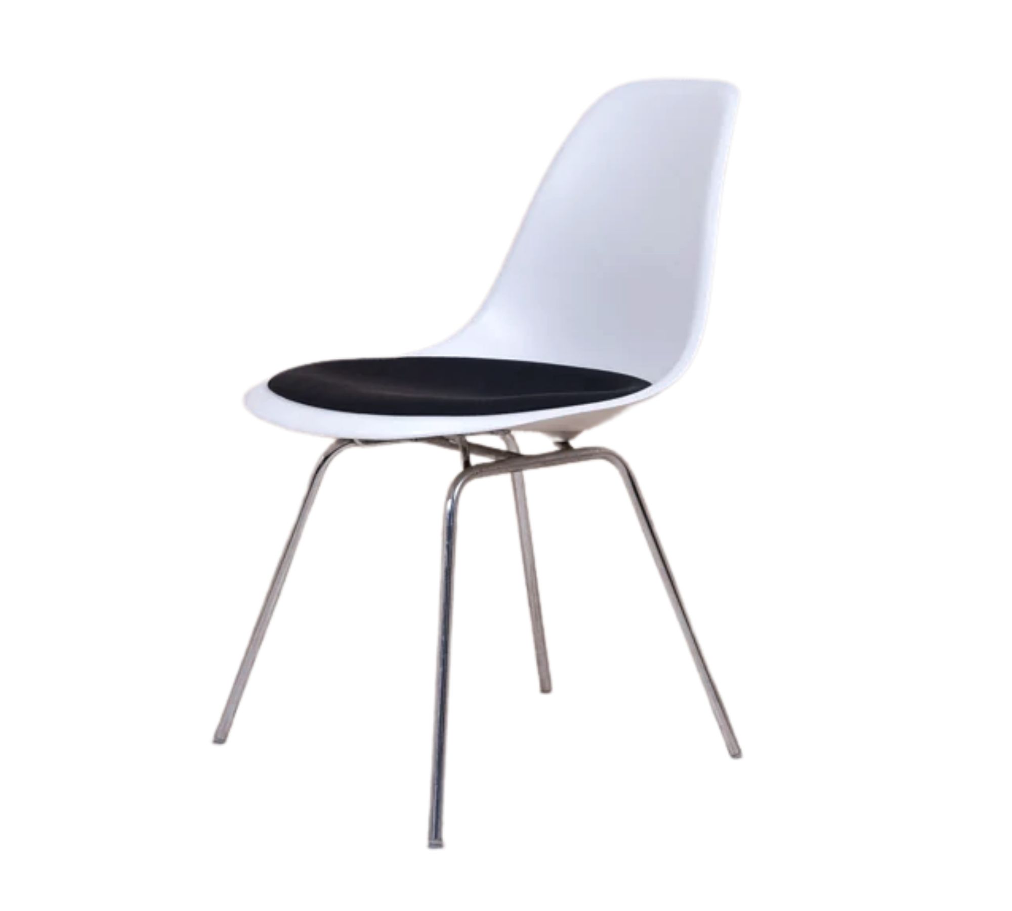 Eames DSX Plastic Side Chair mit Kissen Weiß