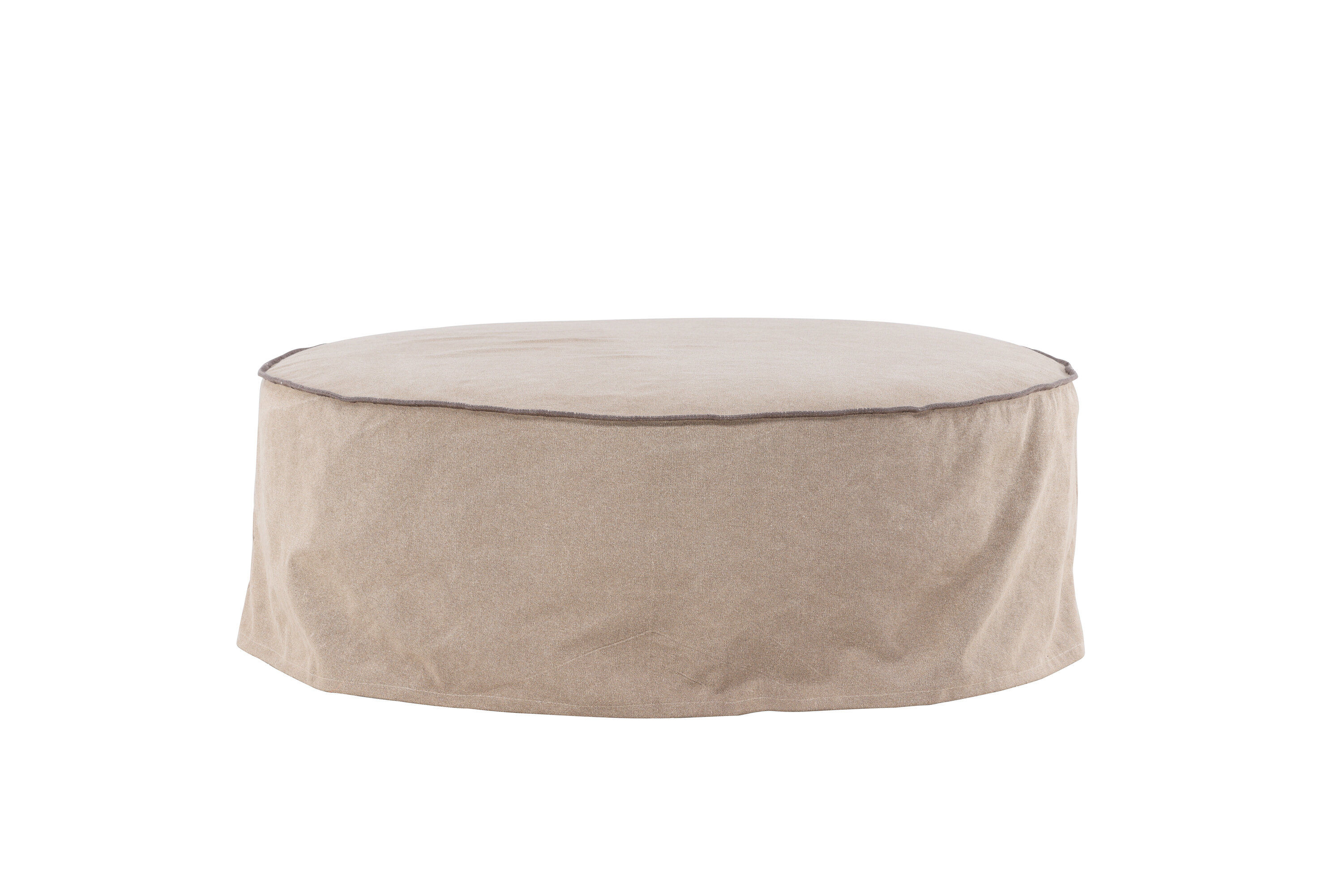 Vindö Ottoman Brown Linen ⌀101cm