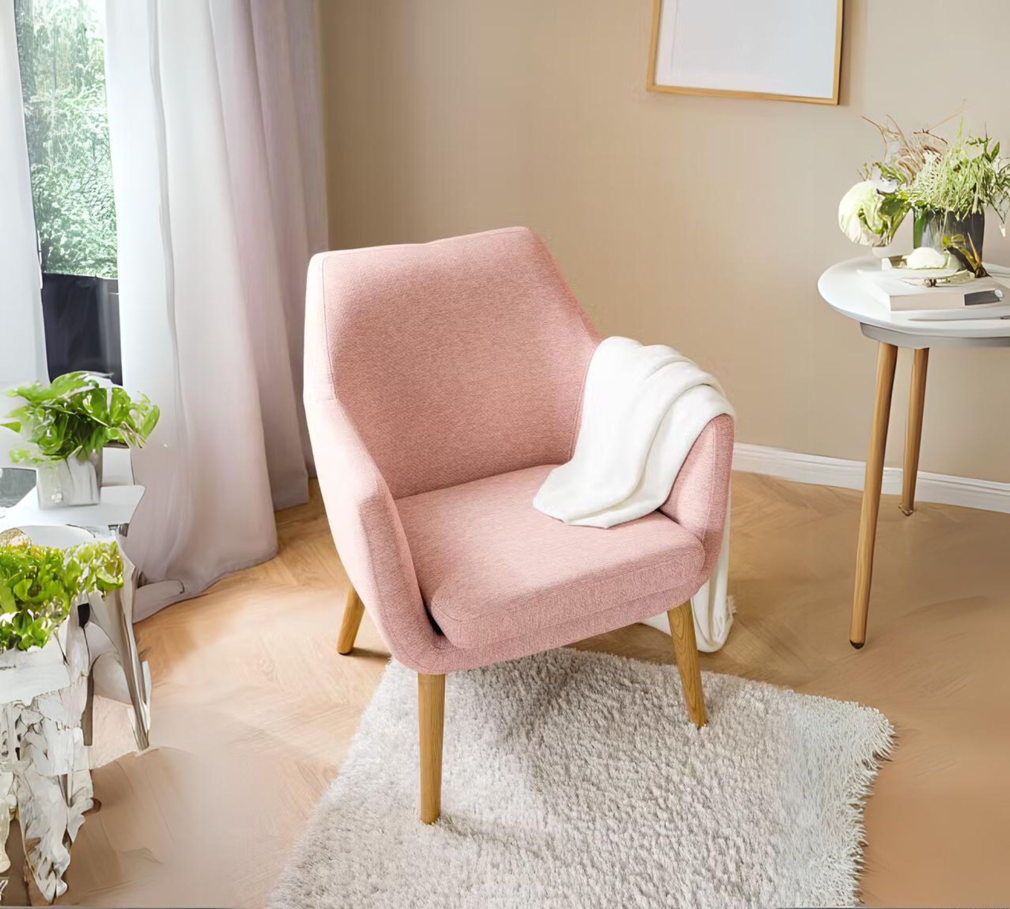 Loungesessel Webstoff Stefka Rosa