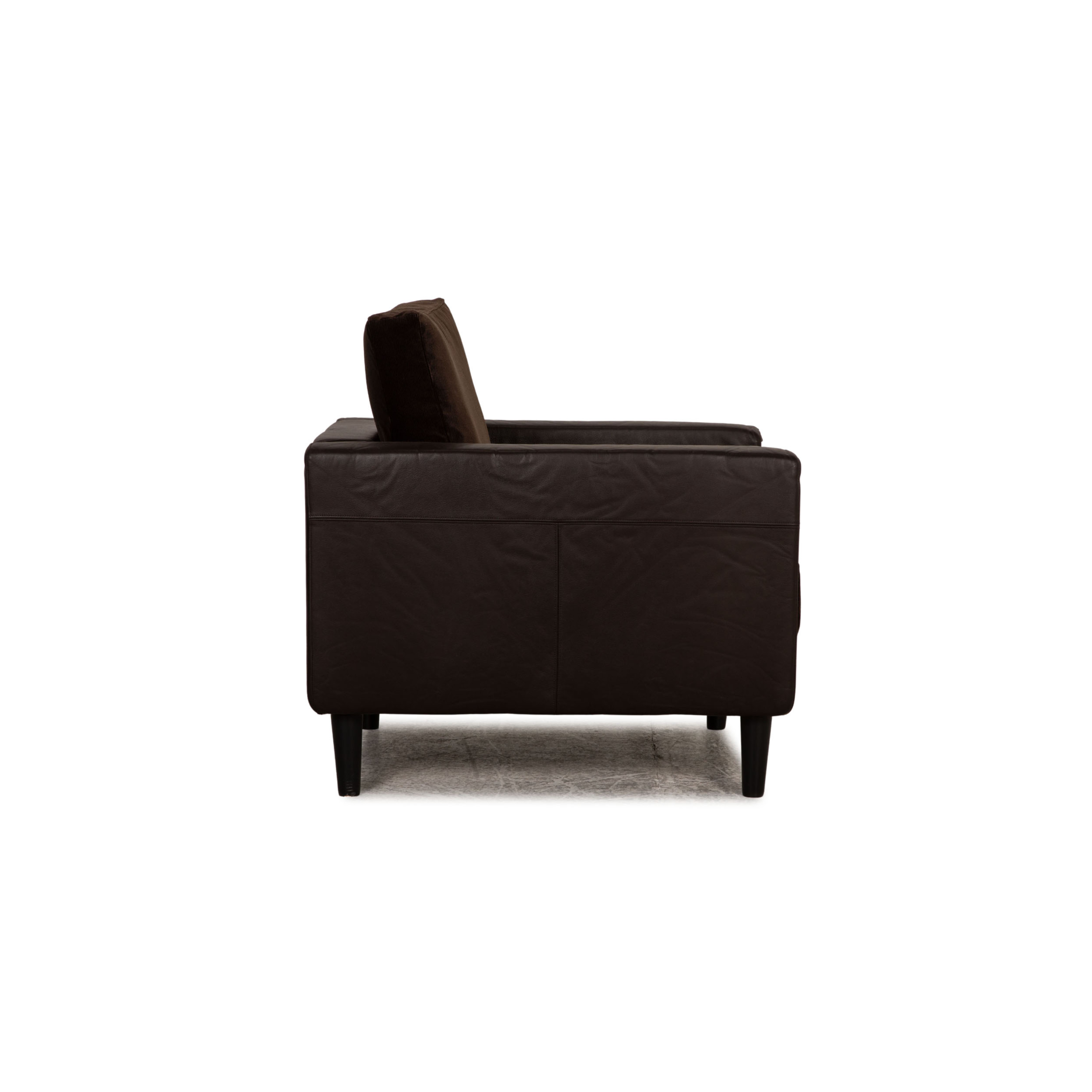Sessel Leder Stoff Teilneubezug Braun