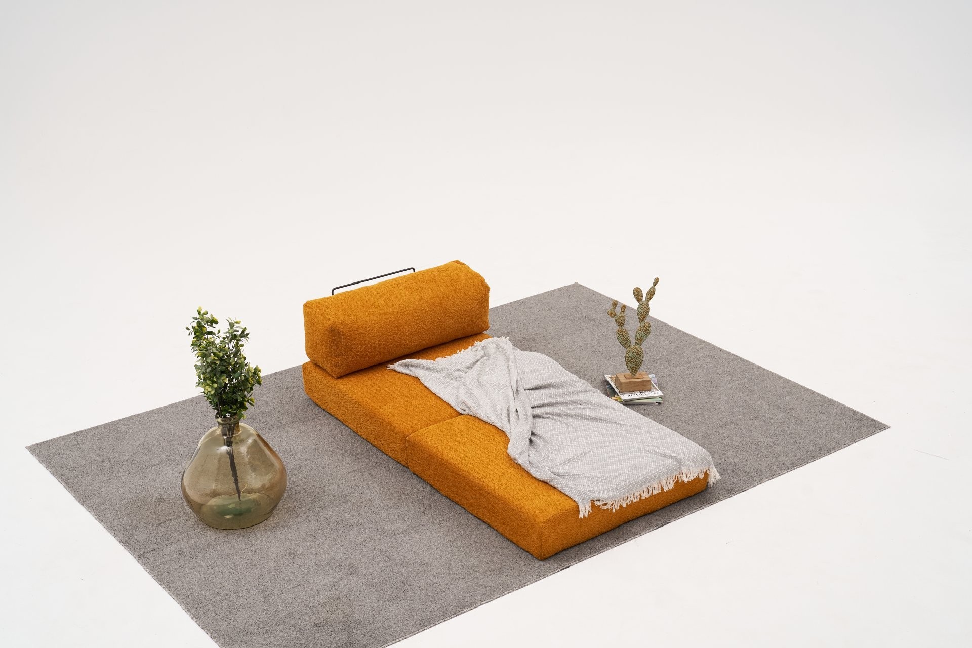 Comfort Schlafsofa 2-Sitzer mit Hocker Orange