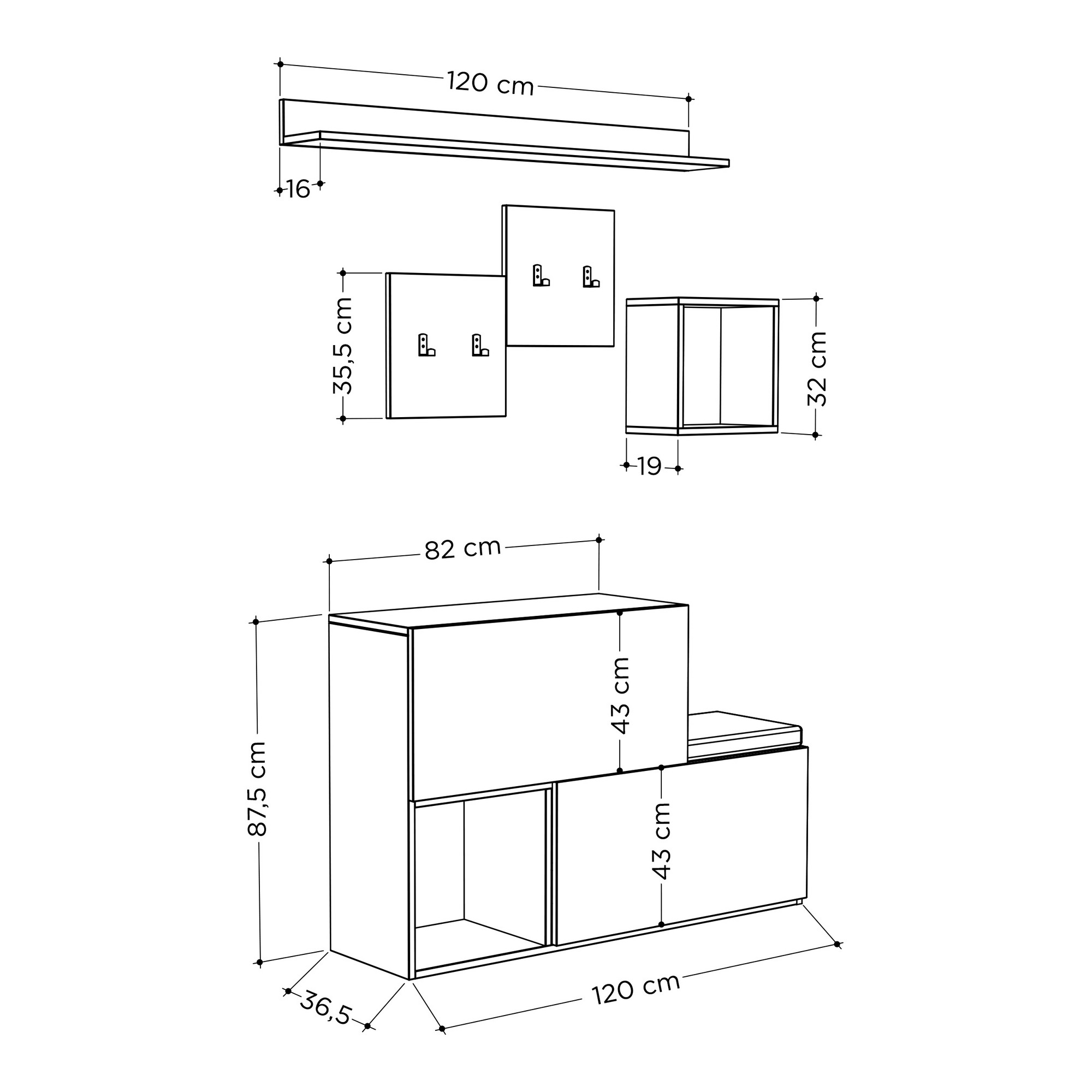 Holdon Garderobe Holz Weiß