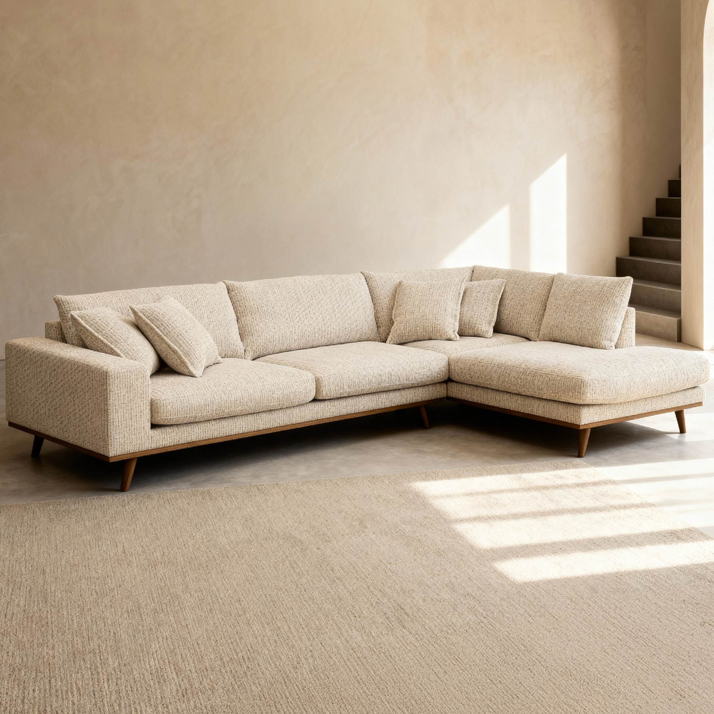 Corner Sofa Harper 3-Seater Right Beige