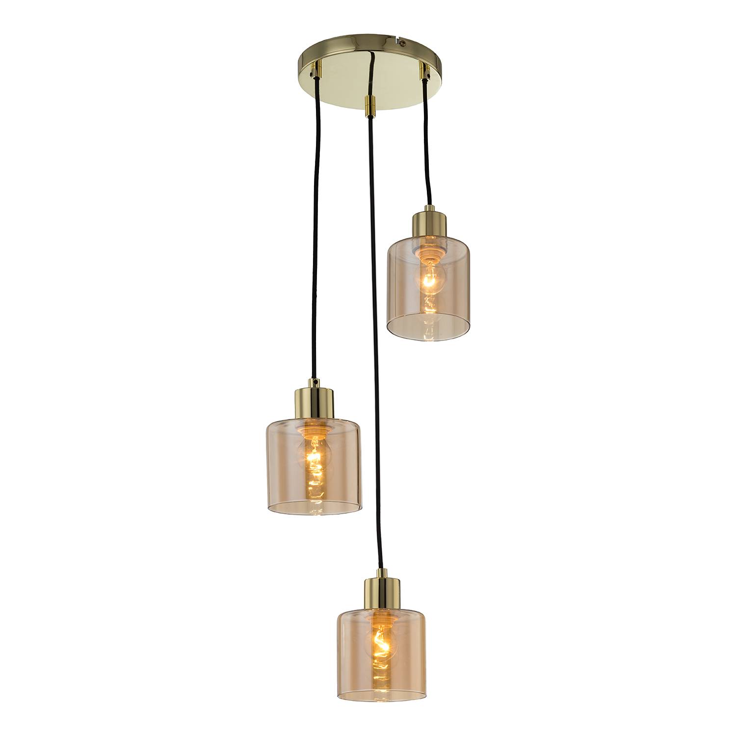 3-Flammig Pendelleuchte Kolind Metall Gold