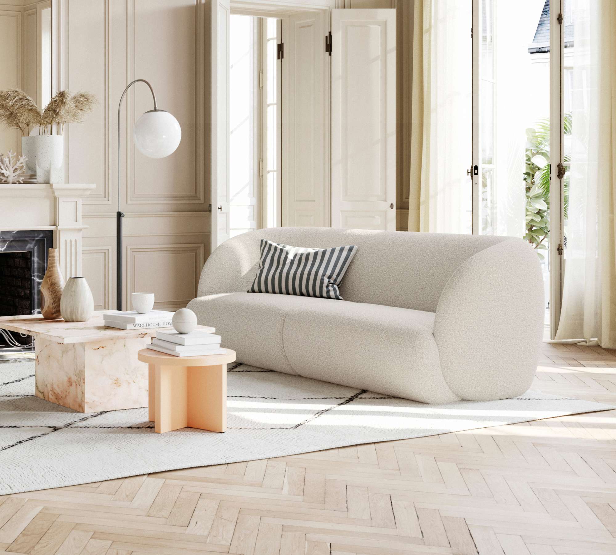 Design-Award-Winning Paula Sofa 3-Sitzer Maya Cream