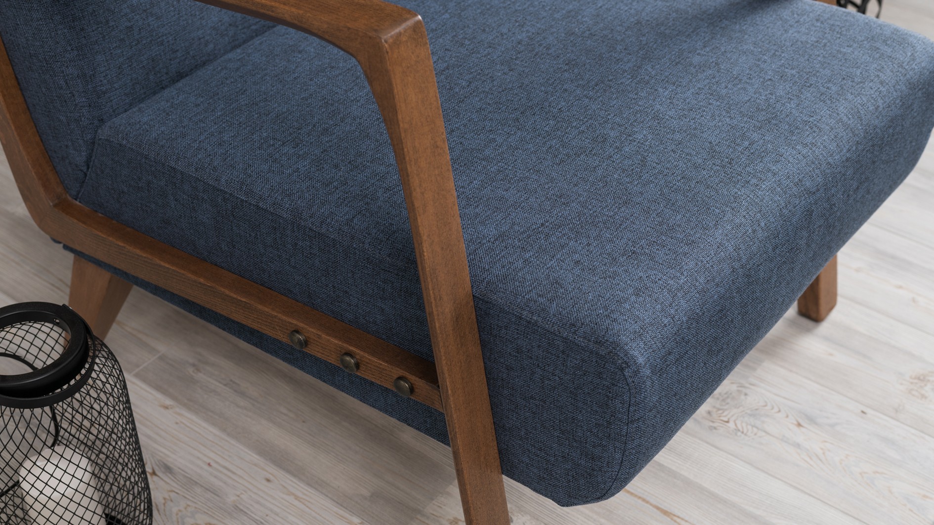 Kemer Sessel Holzfurnier Blau