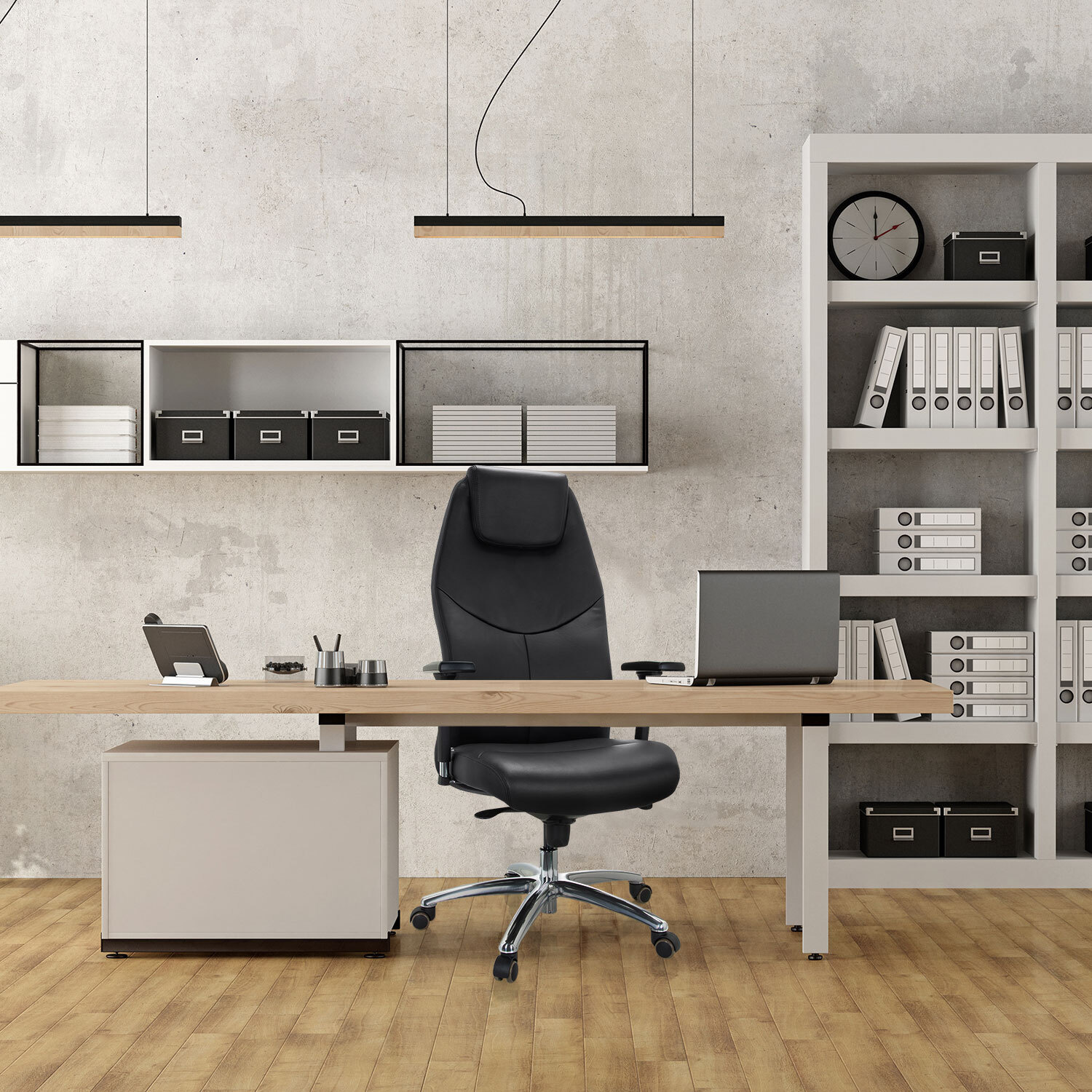 FERRARA Bürostuhl Leder Schwarz