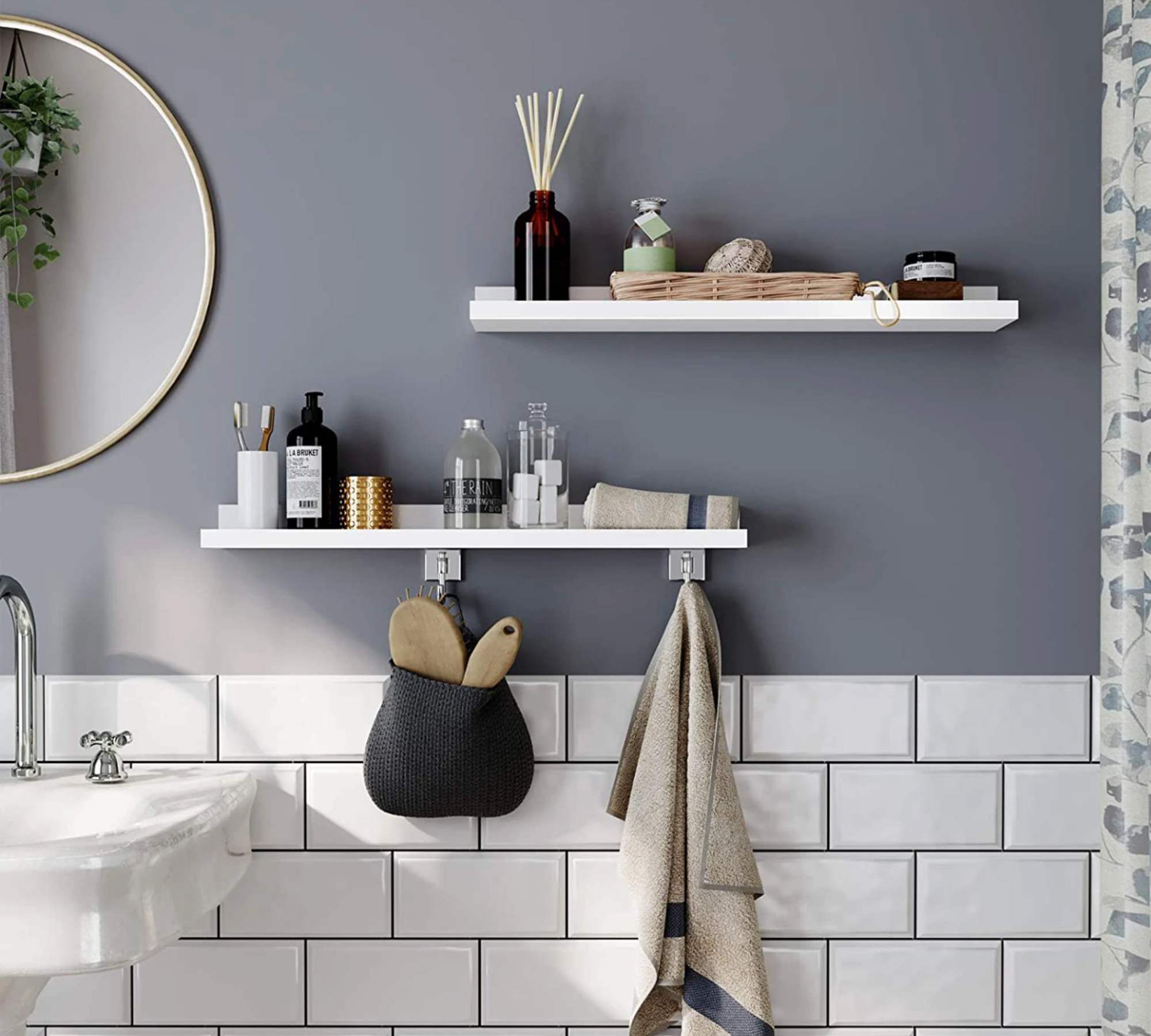 2x Wall shelf Stains White