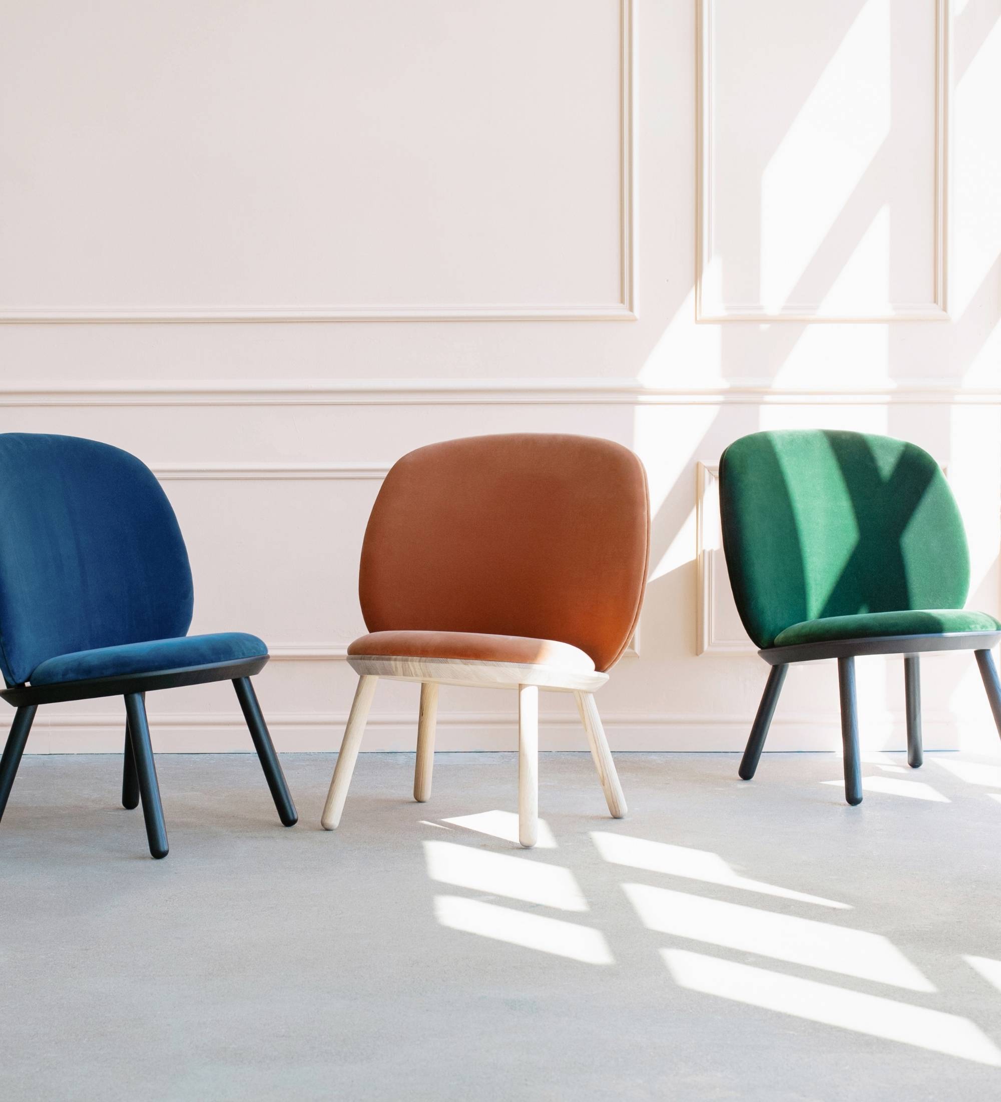 Loungestuhl Eschenholz Velour Terracotta