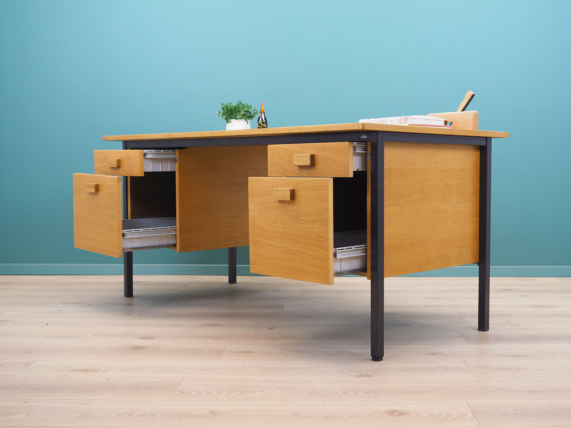 Vintage Desk Ash Wood Brown 1980s