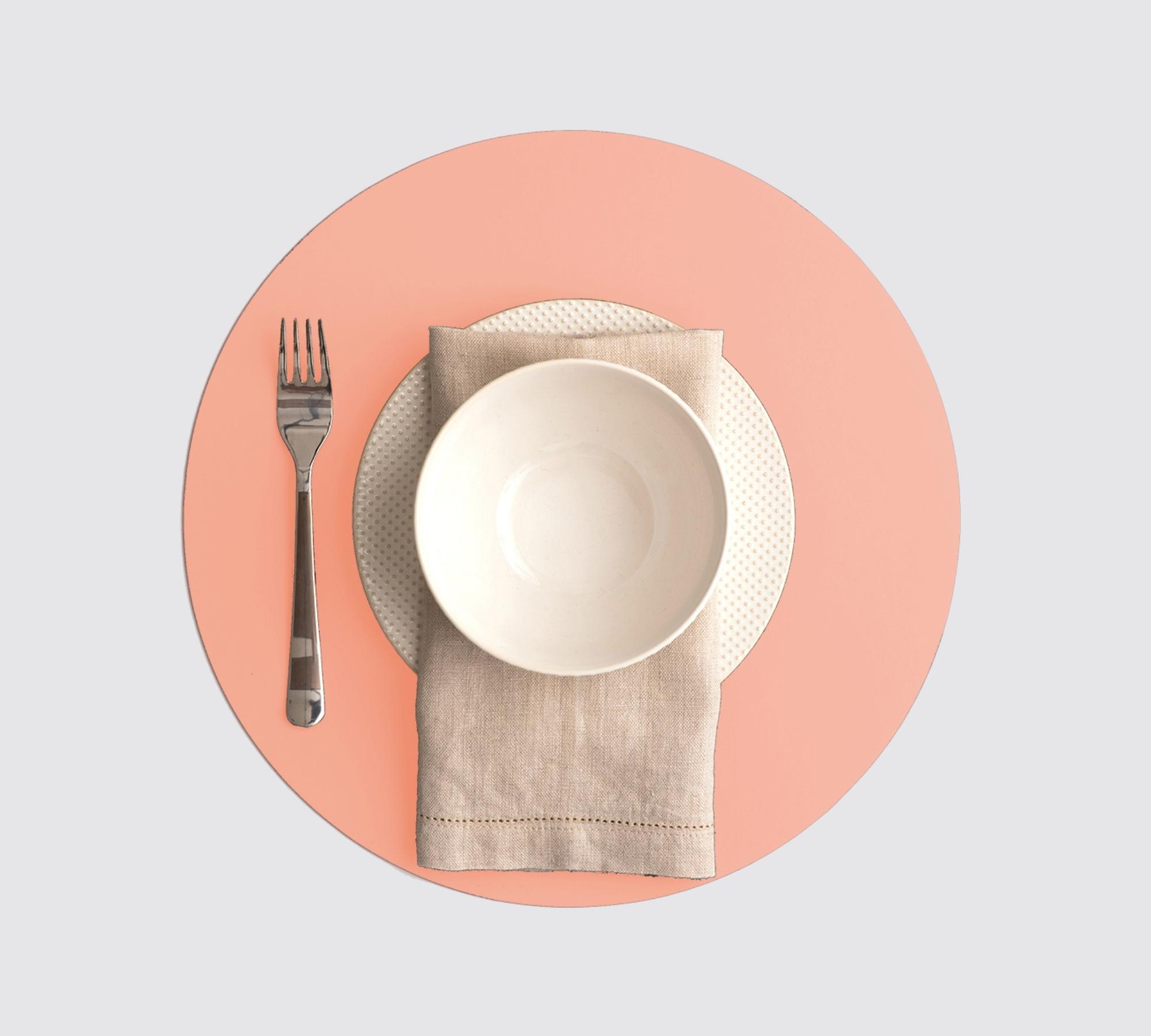 2x Rundes Tischset Duo 100% Recyceltes Leder Pink