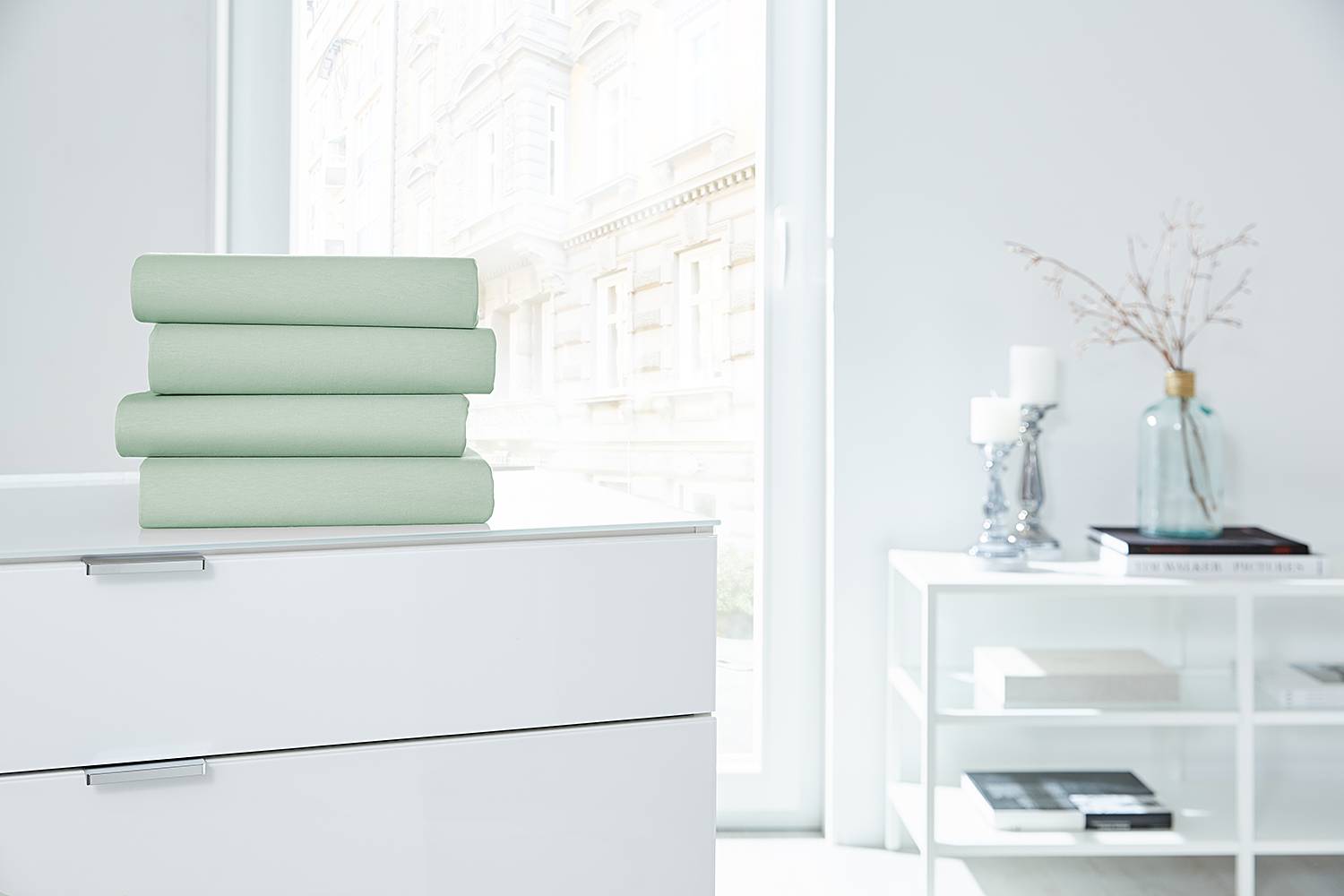 Spannbettttuch Baumwolle Lindgrün 190 x 200cm