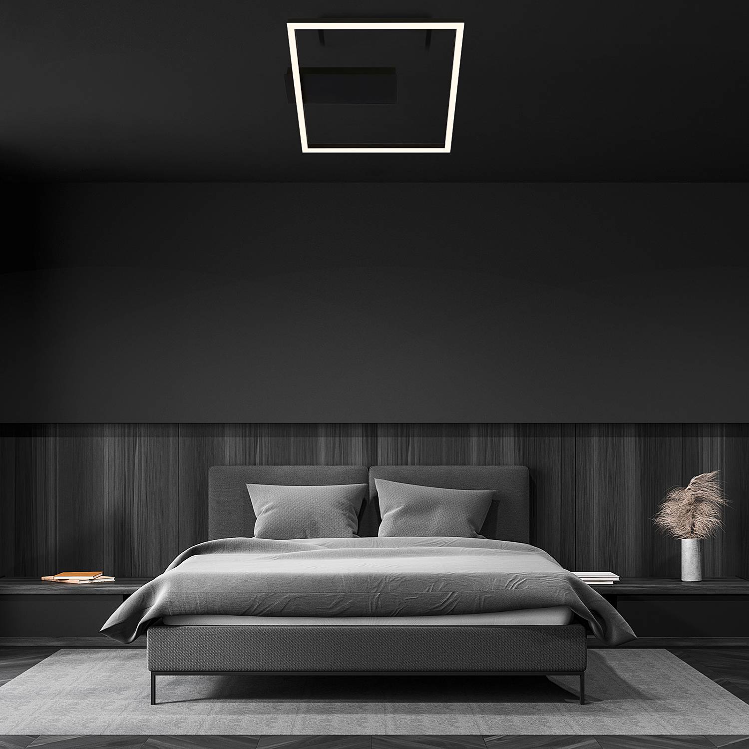 1-Flammig LED-Deckenleuchte Figa Aluminium Schwarz