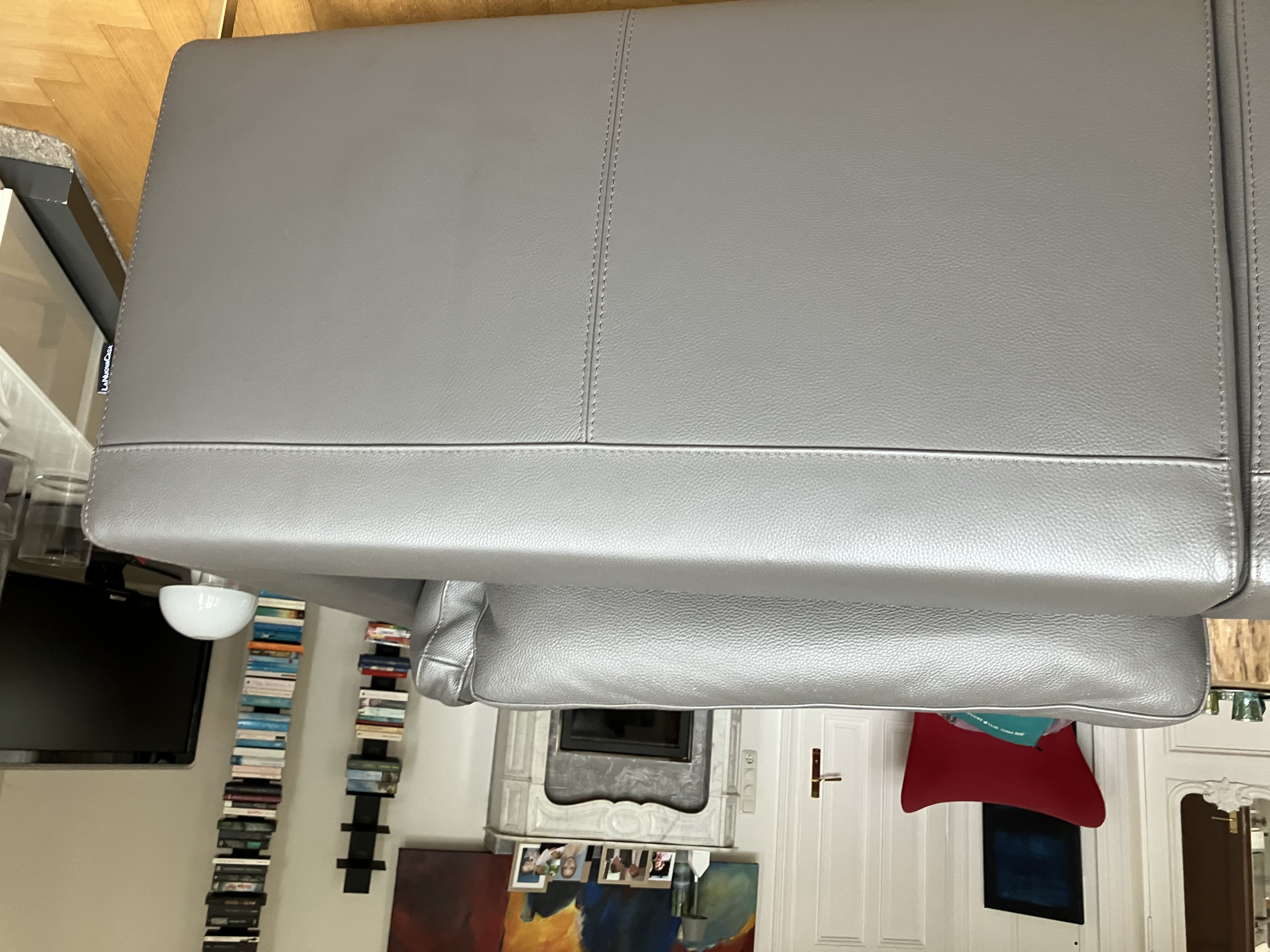 Sofa Récamiere Links Leder Metall Grau