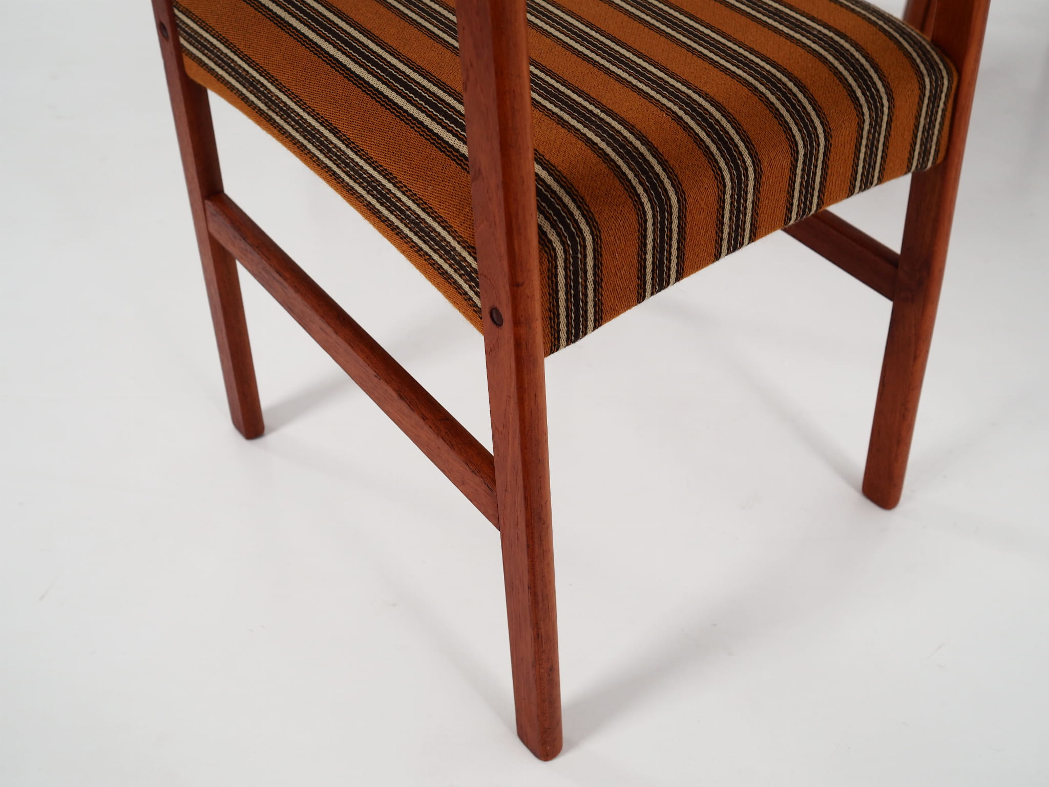 6x Vintage Chair Teak Wood Textile Brown 1970s