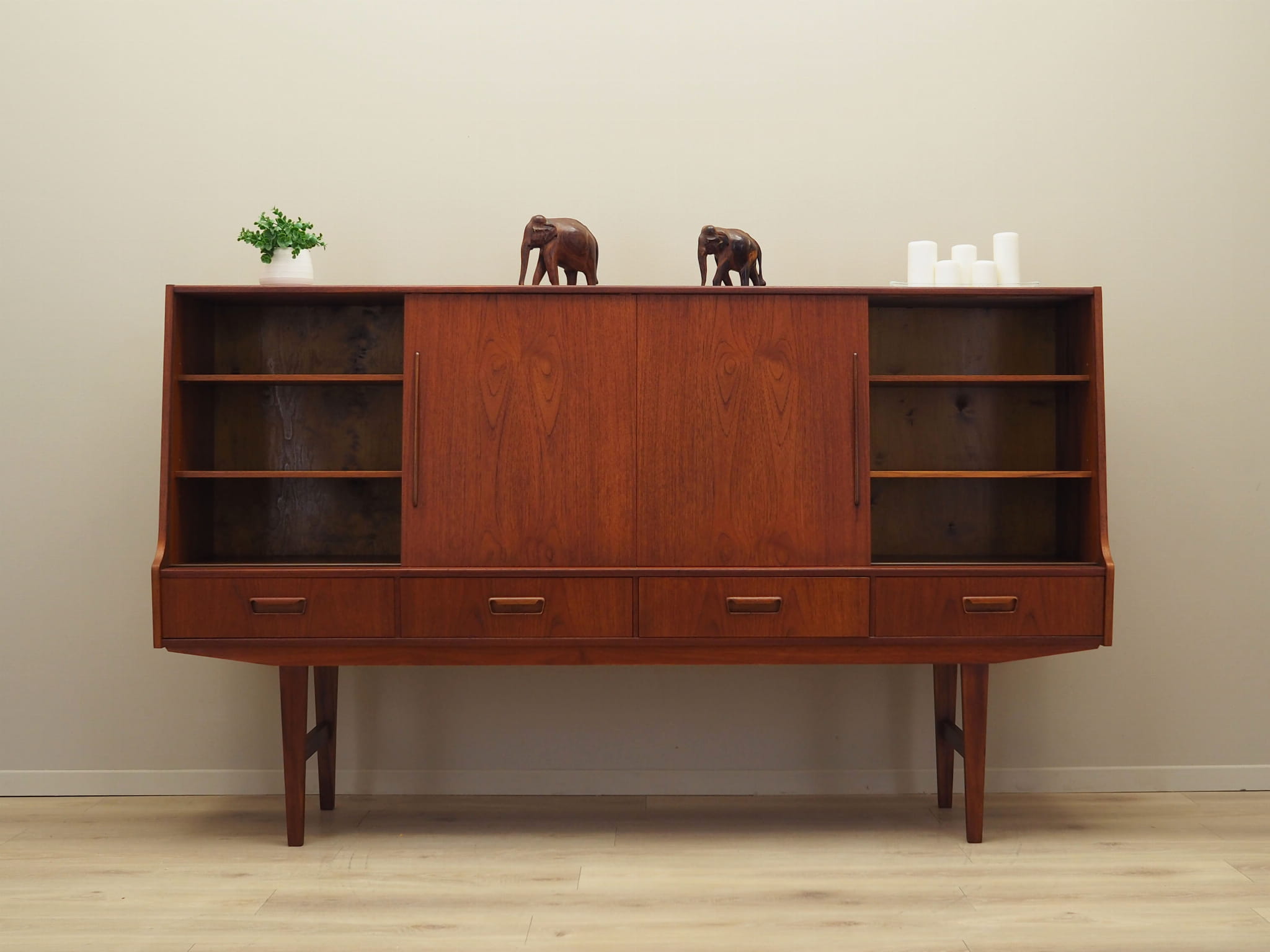Highboard Teak Wood Brown 1960s