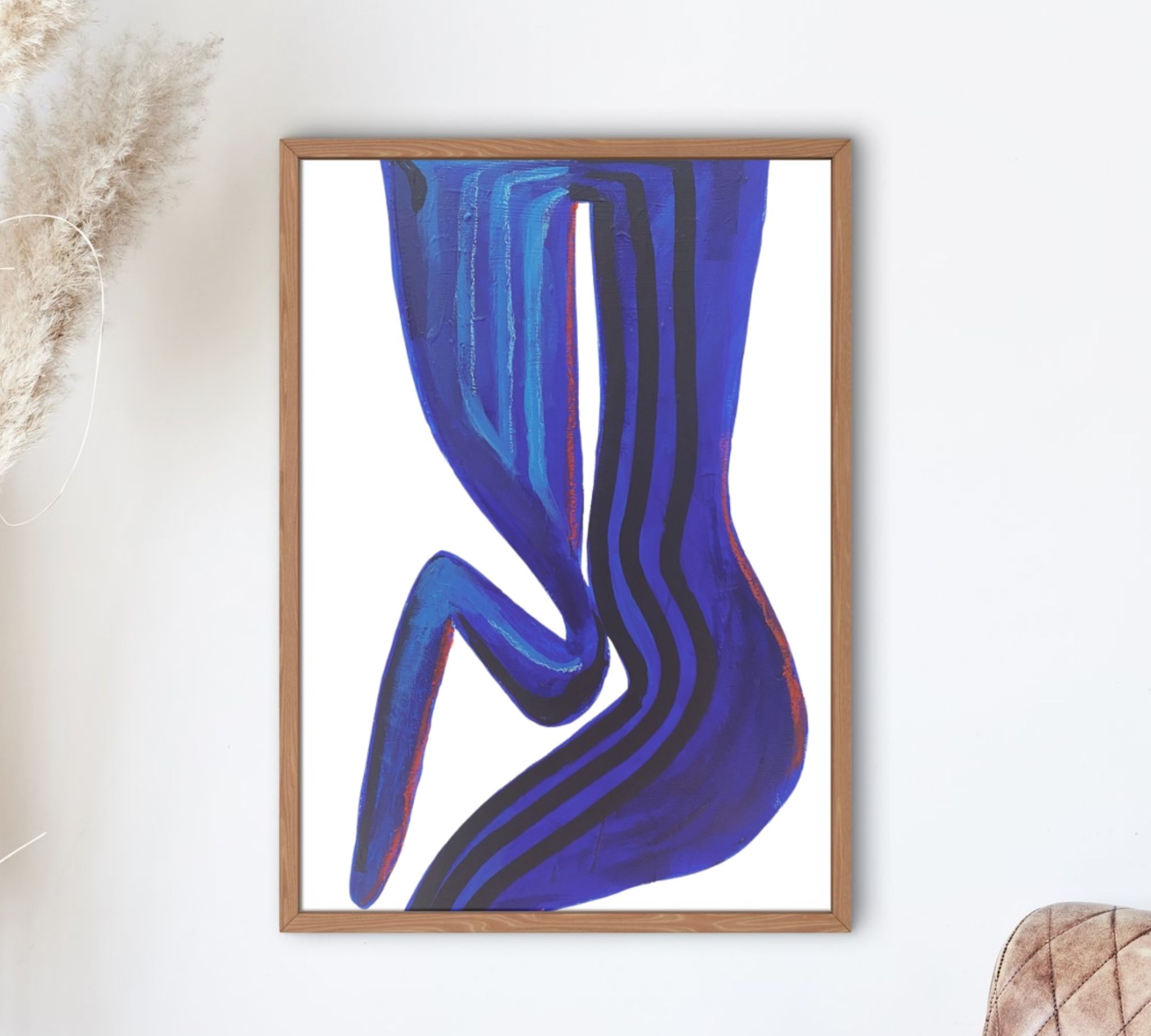 Intuitive body Art print Blue White