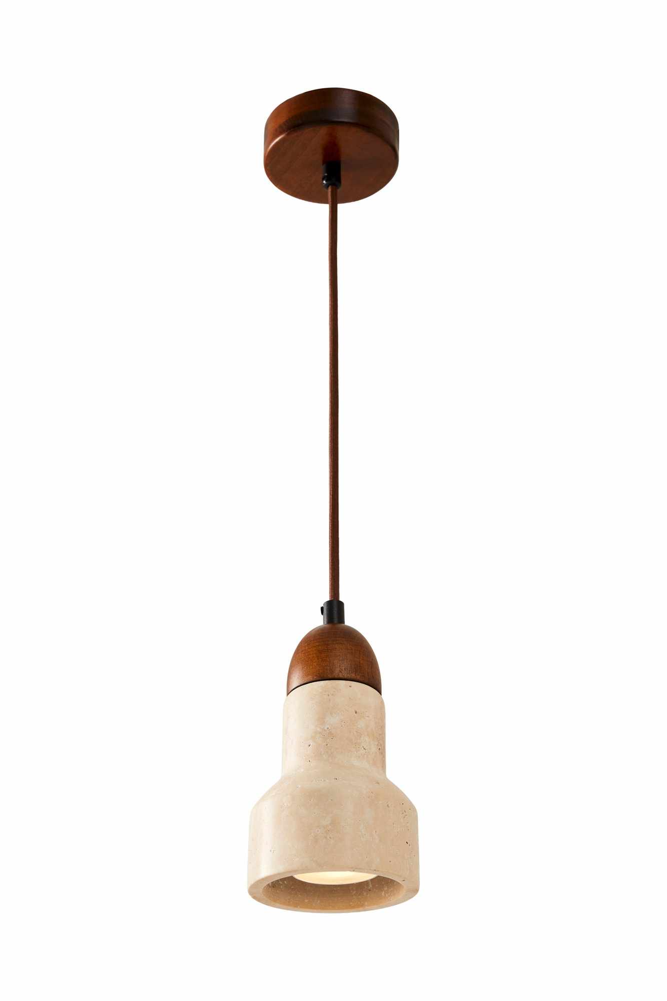 Swis Pendant Light Travertine Walnut Wood Brown