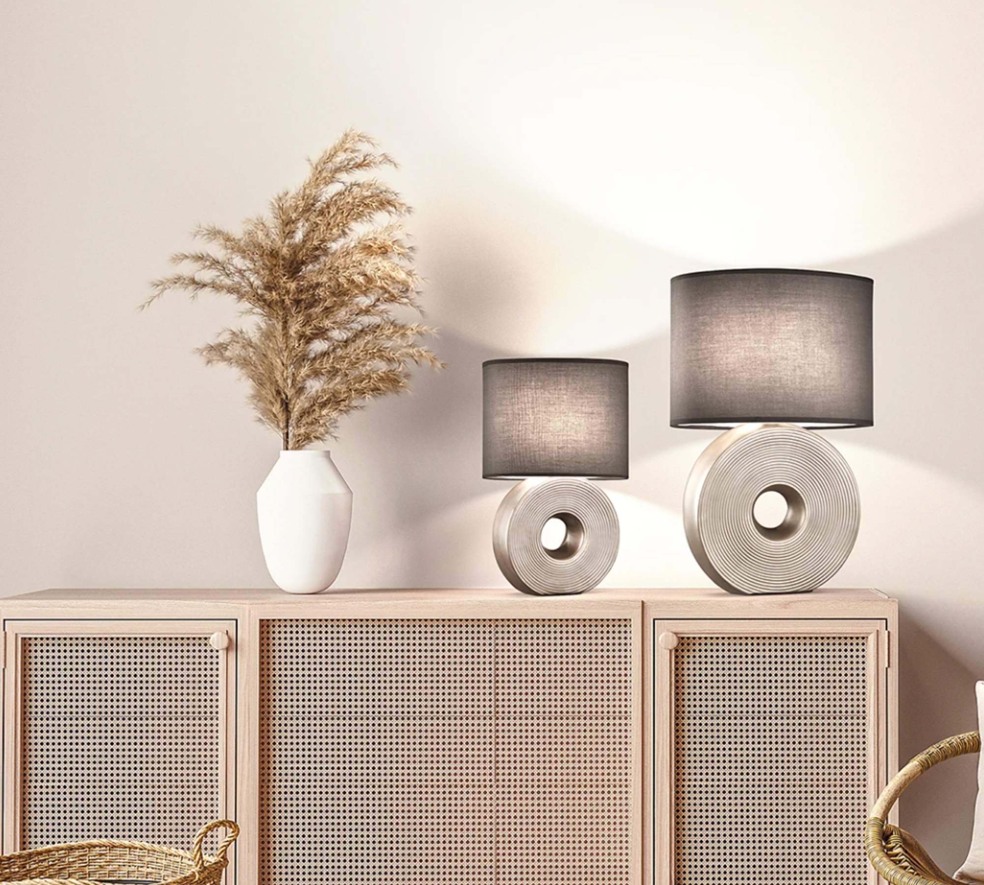 Table lamp 1-light mixed fabric ceramic