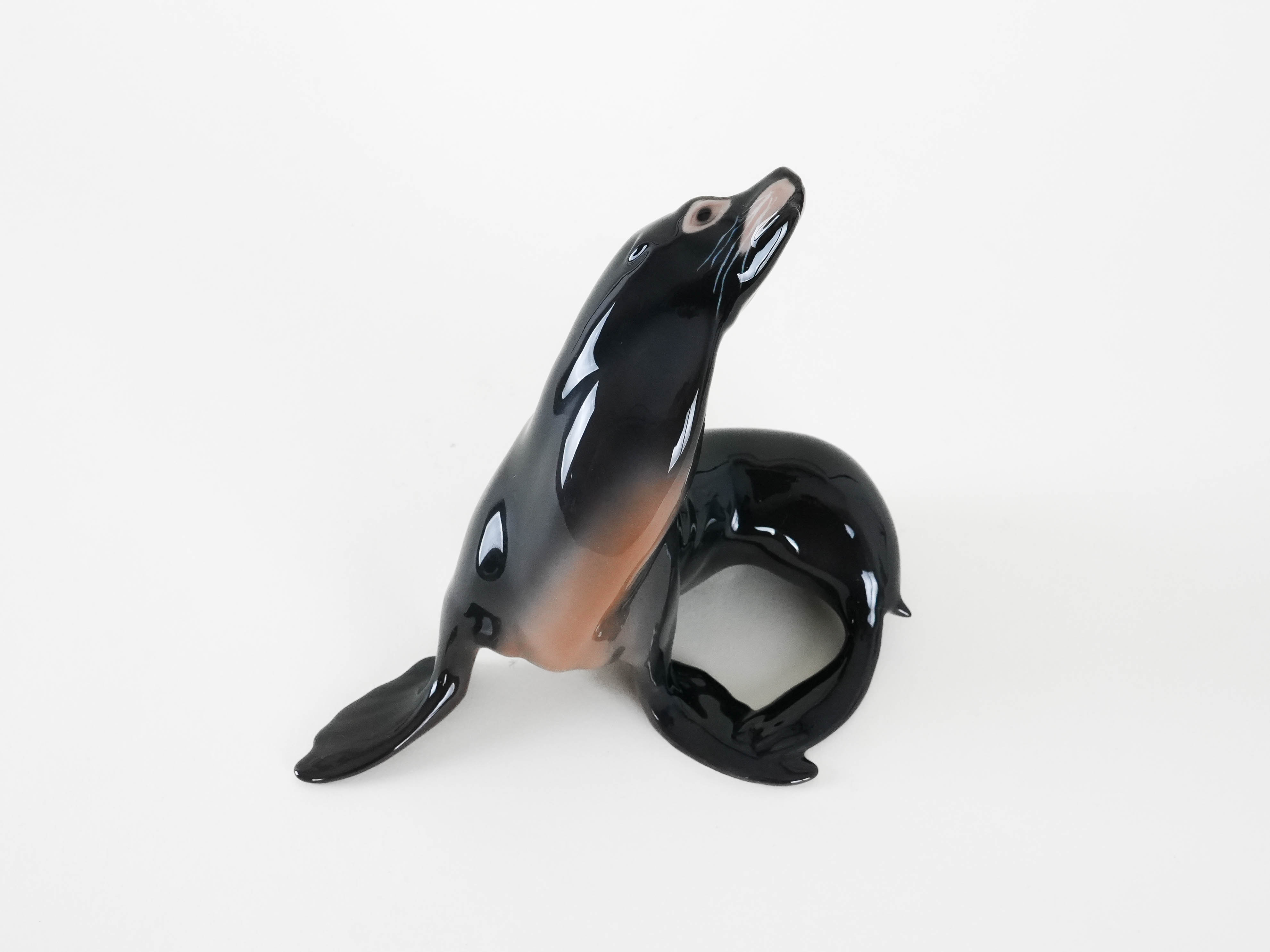 Sealion figure Porcelain Gray 1970s