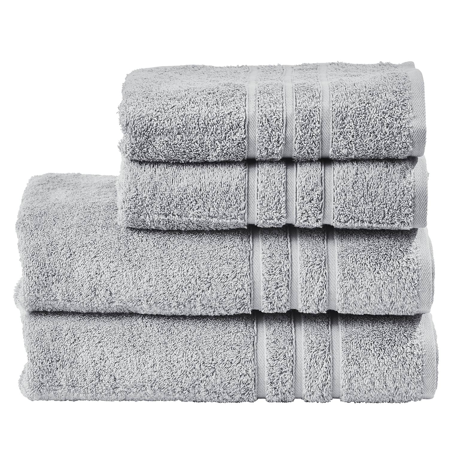 4x Handtuchset Daily Uni III Baumwollstoff Silber