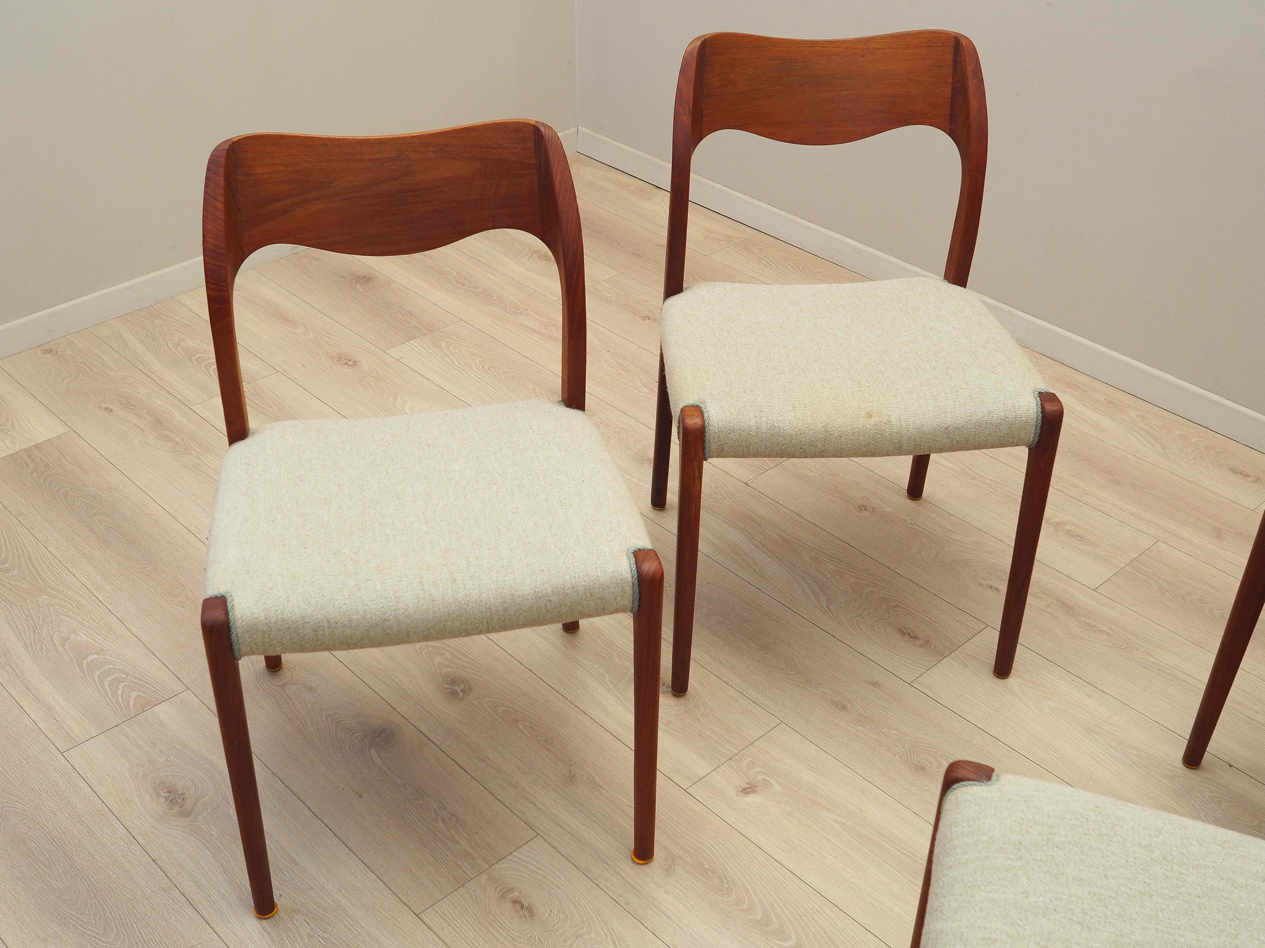 Teak wood chair set 4-piece 1960s, Designer: 