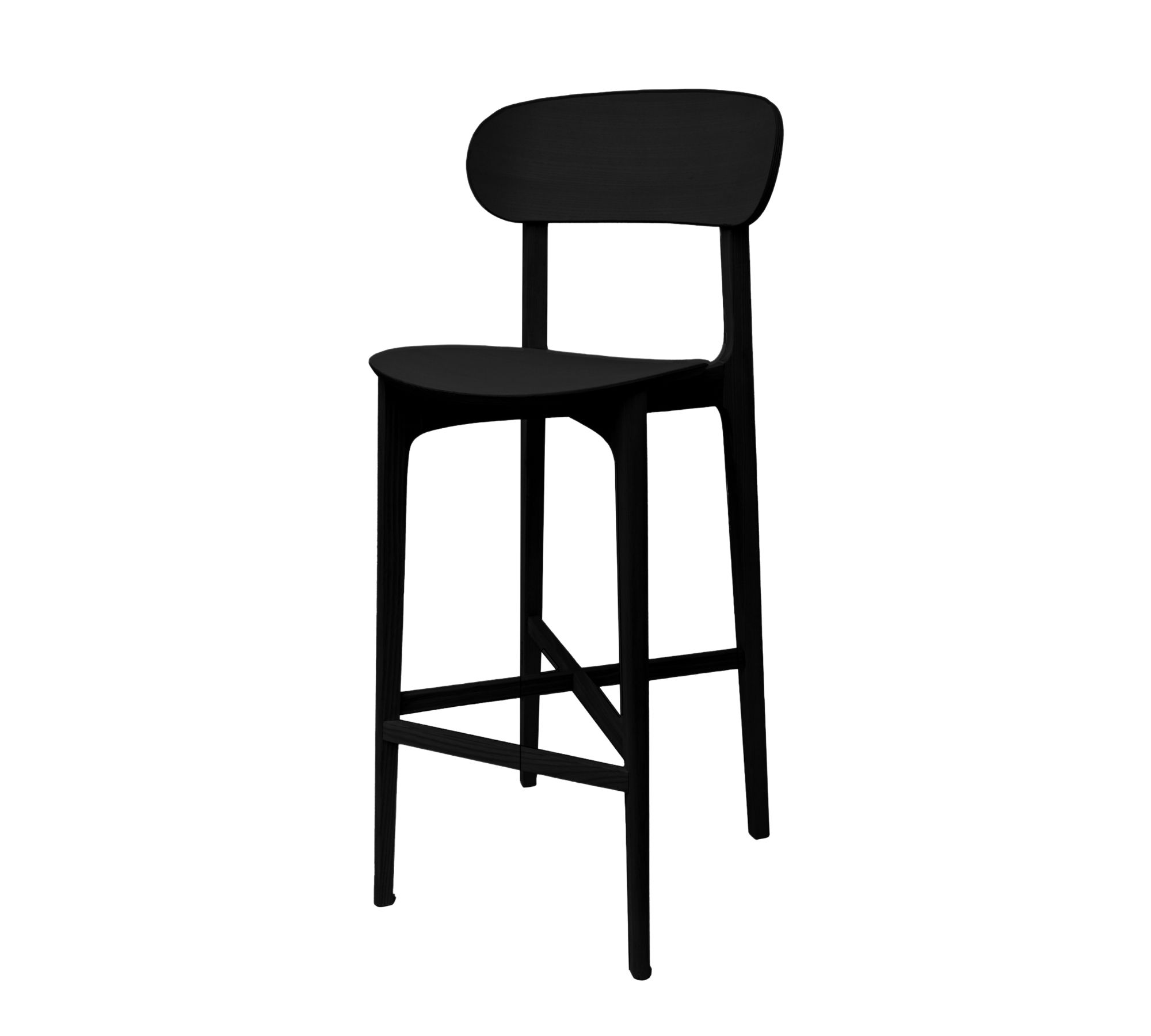 3x Gem Bar Stool Ash Wood Black