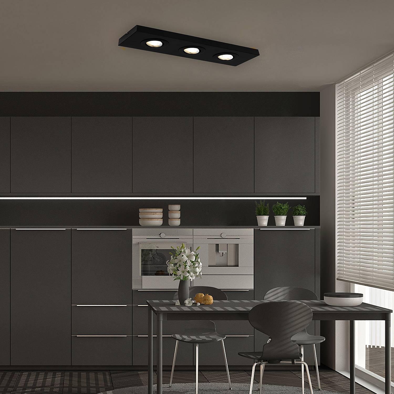 Morco LED-Deckenleuchte Aluminium Schwarz 3-flammig