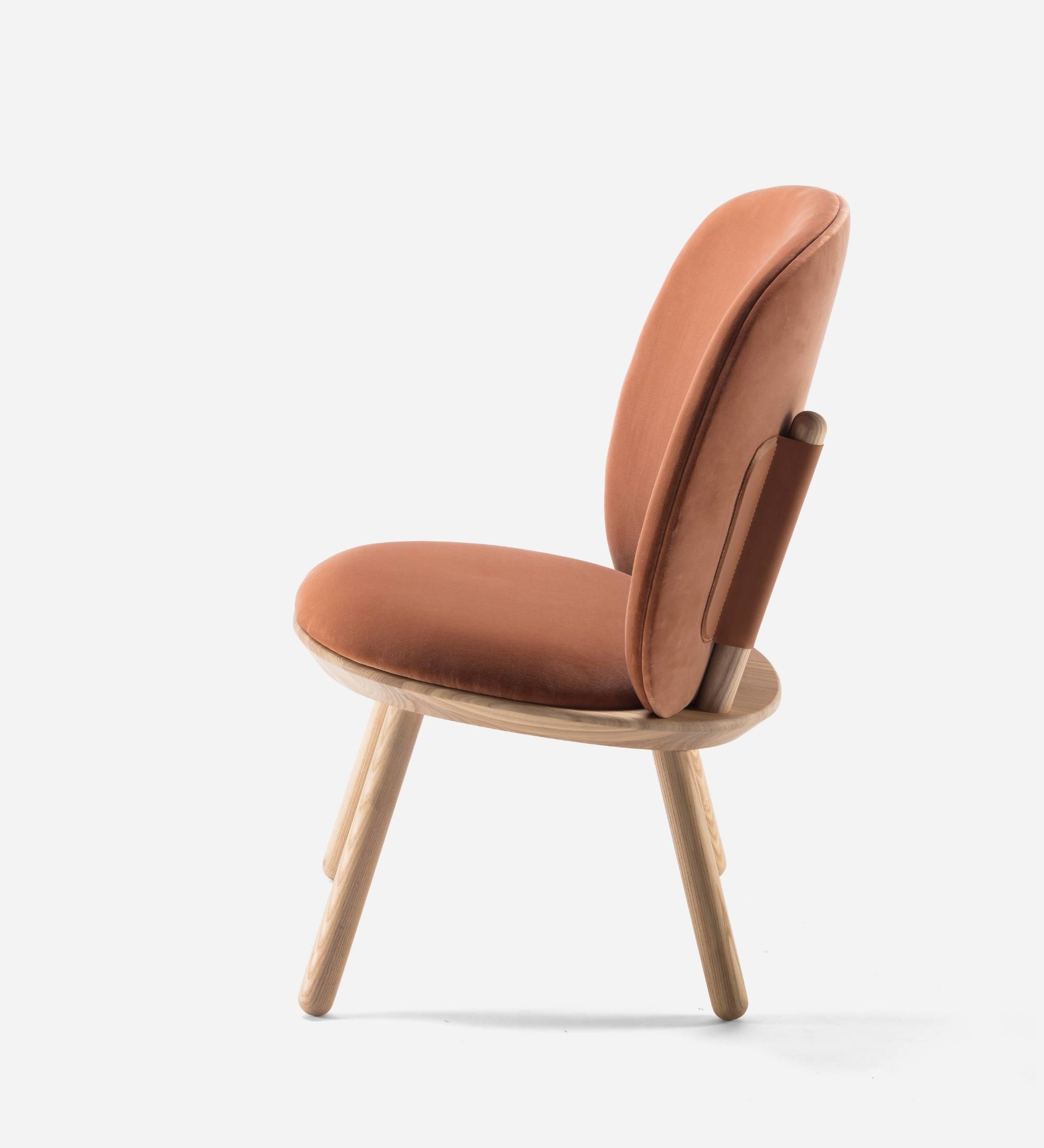 Loungestuhl Eschenholz Velour Terracotta