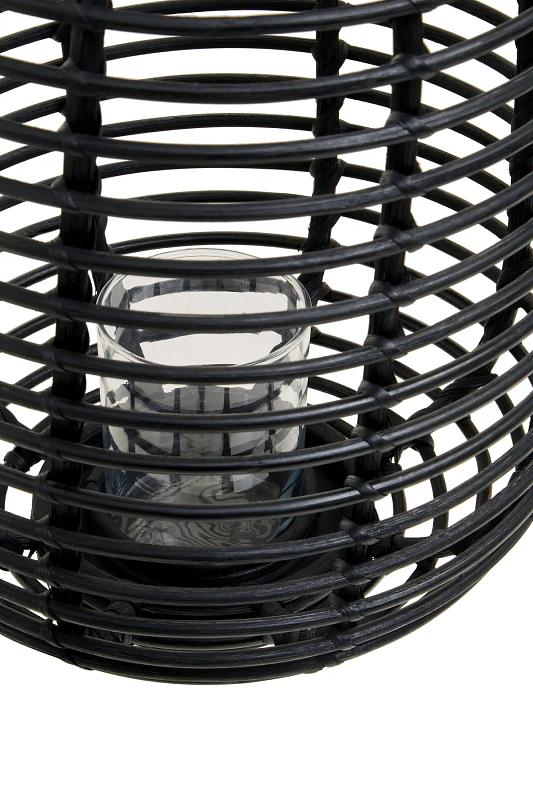 Mataram Kleine Schwarze Naturrattan Laterne
