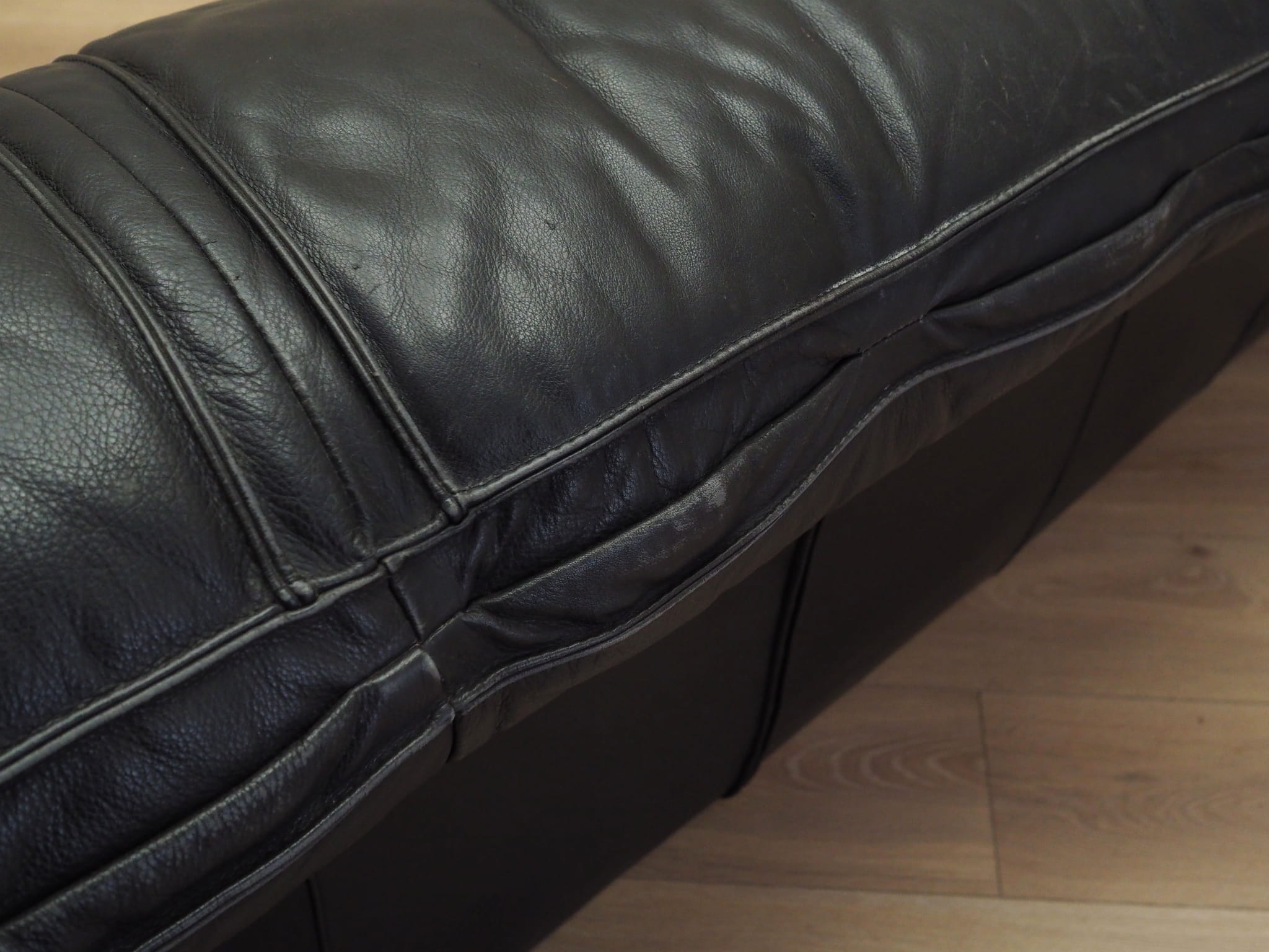 3-Sitzer Sofa Leder Schwarz 1960er Jahre