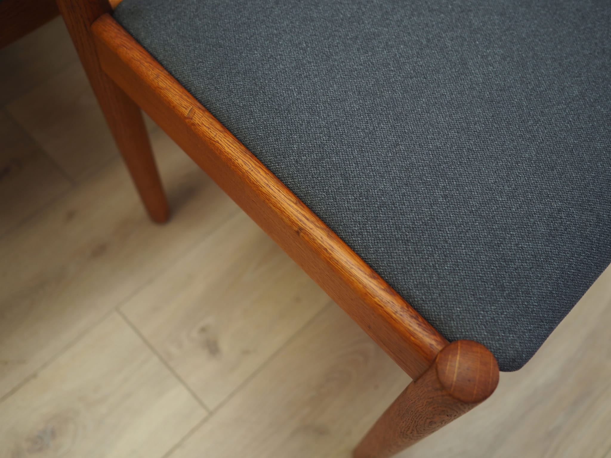 6x Vintage Chair Teak Wood Textile Brown 1970s